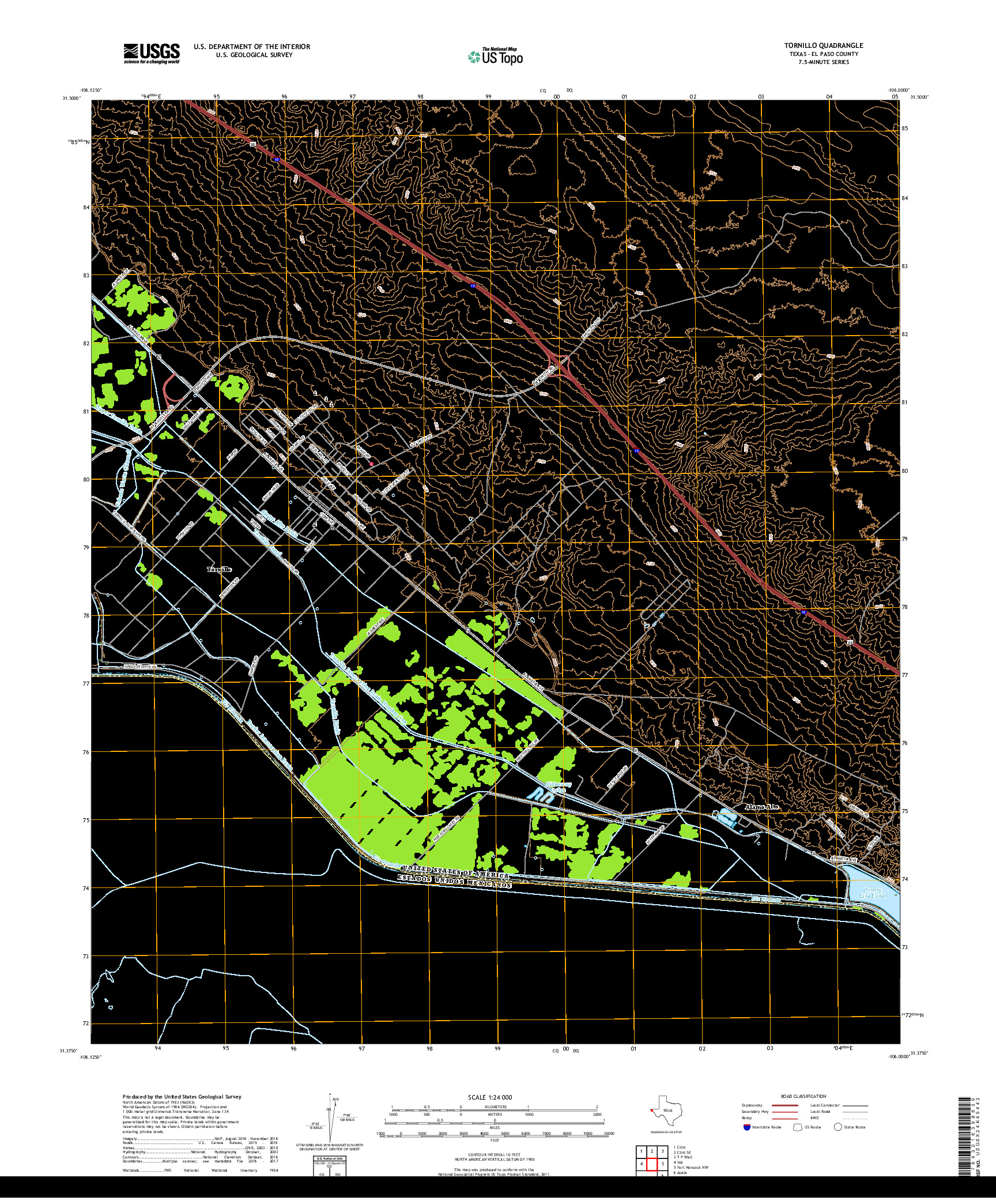 USGS US TOPO 7.5-MINUTE MAP FOR TORNILLO, TX,CHH 2019