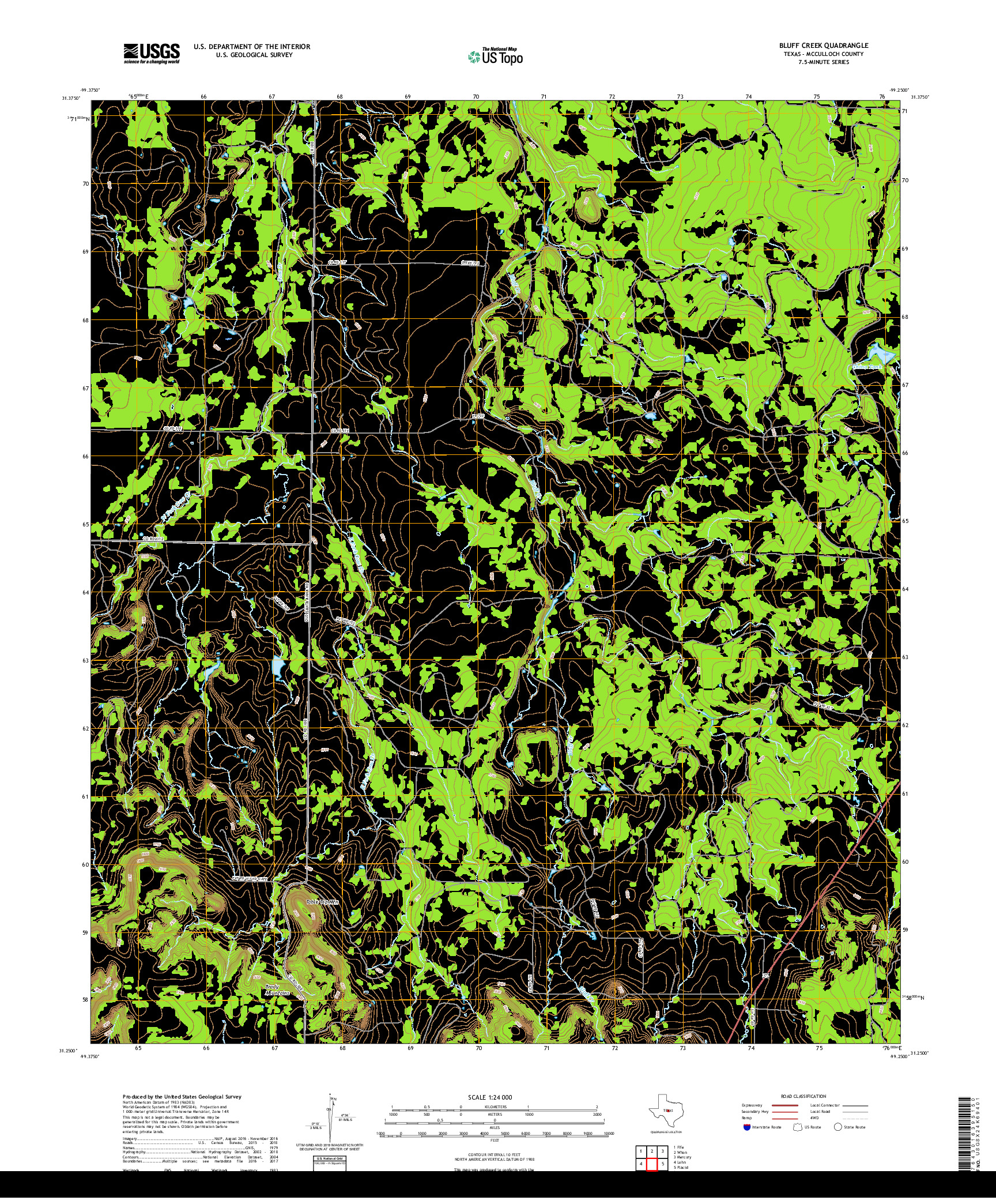 USGS US TOPO 7.5-MINUTE MAP FOR BLUFF CREEK, TX 2019