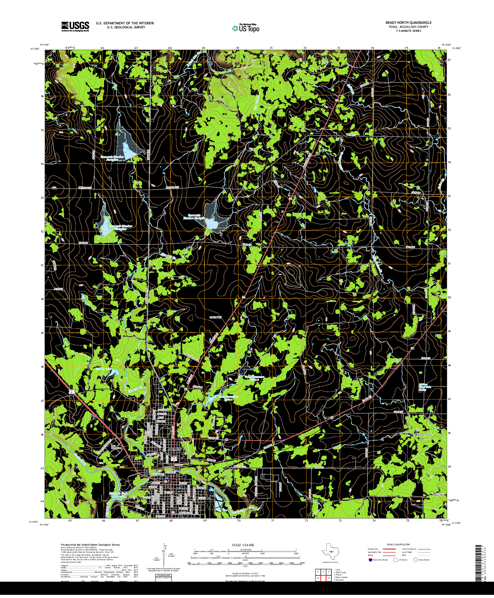 USGS US TOPO 7.5-MINUTE MAP FOR BRADY NORTH, TX 2019