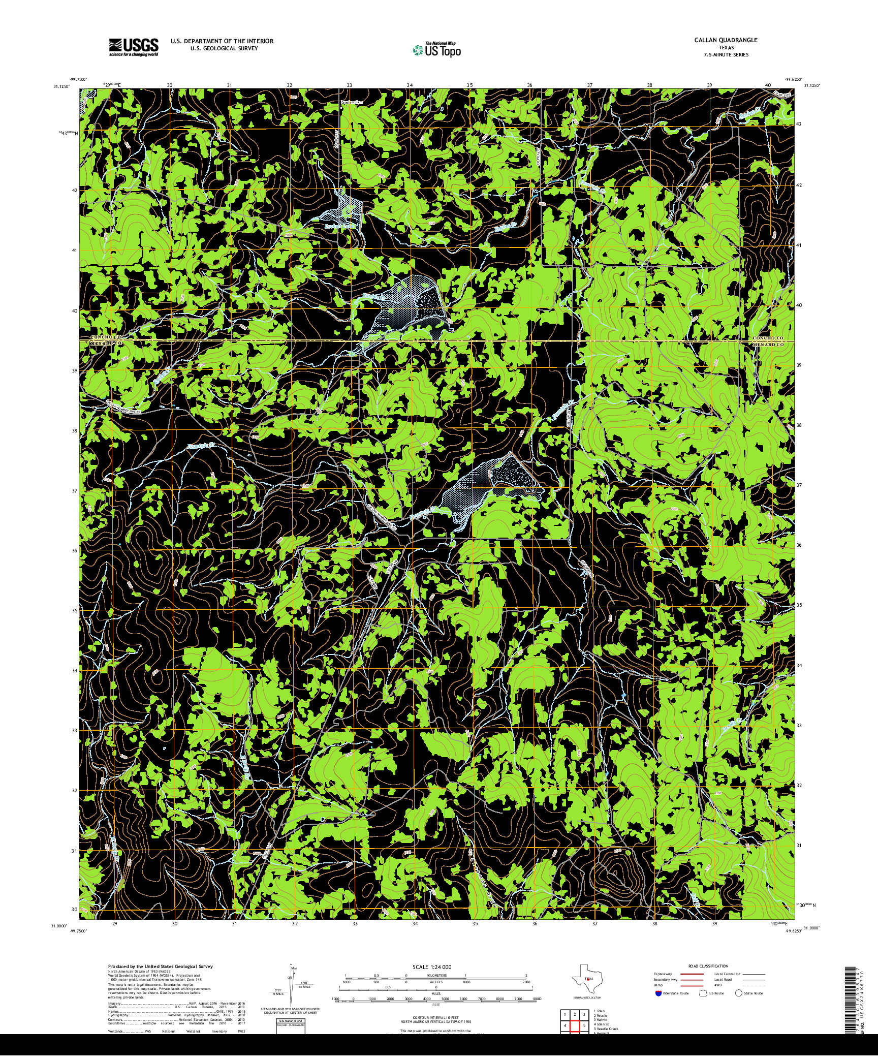 USGS US TOPO 7.5-MINUTE MAP FOR CALLAN, TX 2019