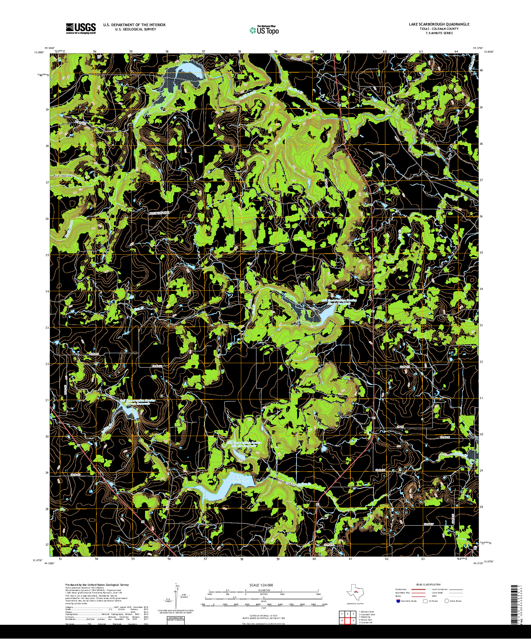 USGS US TOPO 7.5-MINUTE MAP FOR LAKE SCARBOROUGH, TX 2019