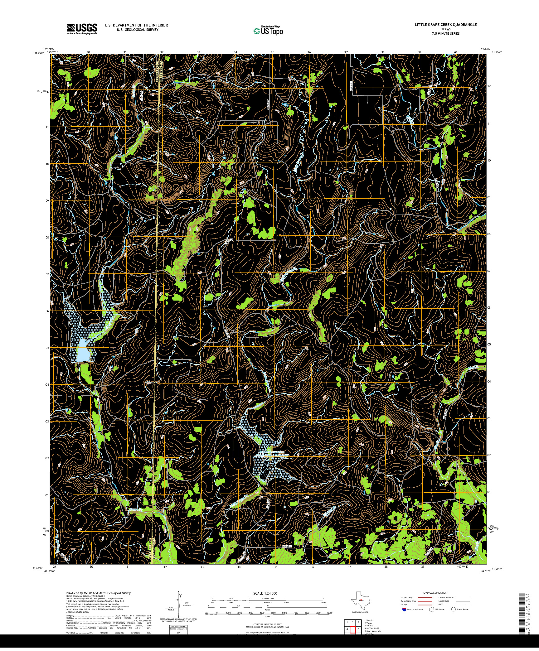 USGS US TOPO 7.5-MINUTE MAP FOR LITTLE GRAPE CREEK, TX 2019