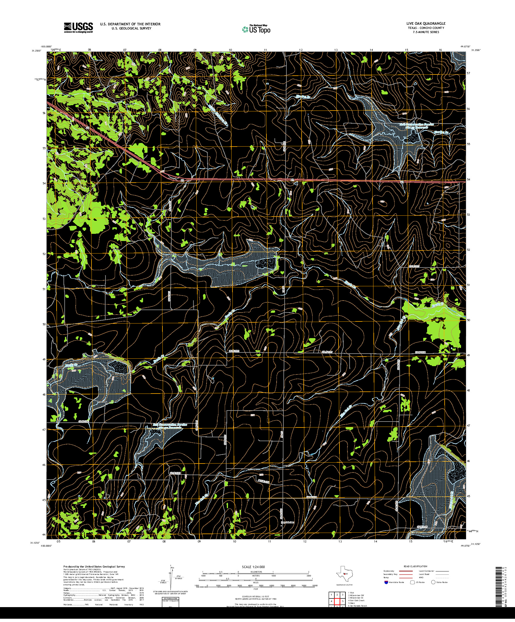 USGS US TOPO 7.5-MINUTE MAP FOR LIVE OAK, TX 2019