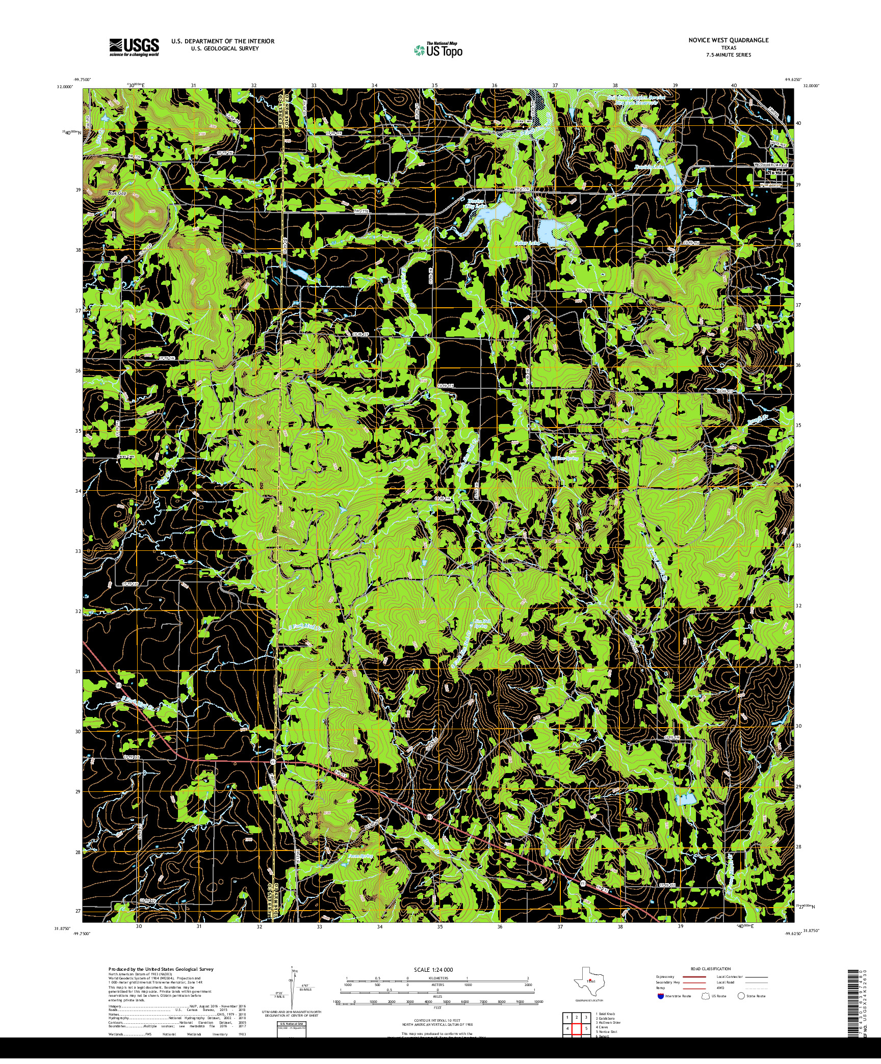 USGS US TOPO 7.5-MINUTE MAP FOR NOVICE WEST, TX 2019