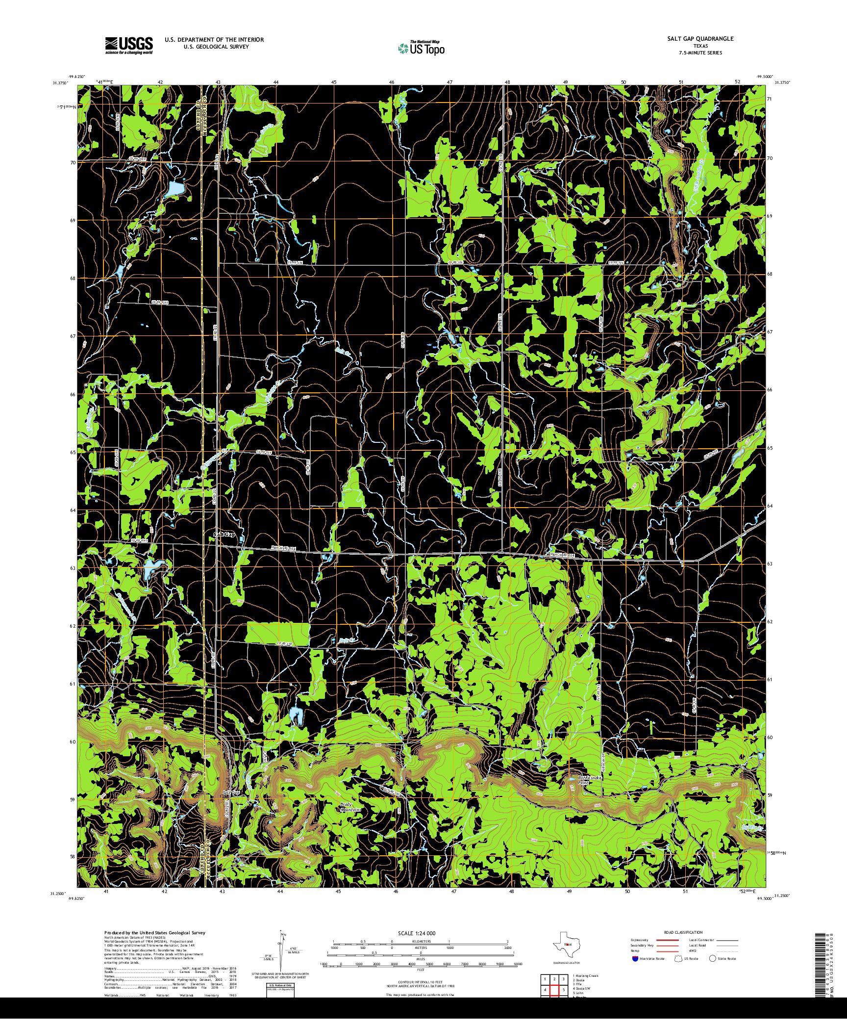 USGS US TOPO 7.5-MINUTE MAP FOR SALT GAP, TX 2019