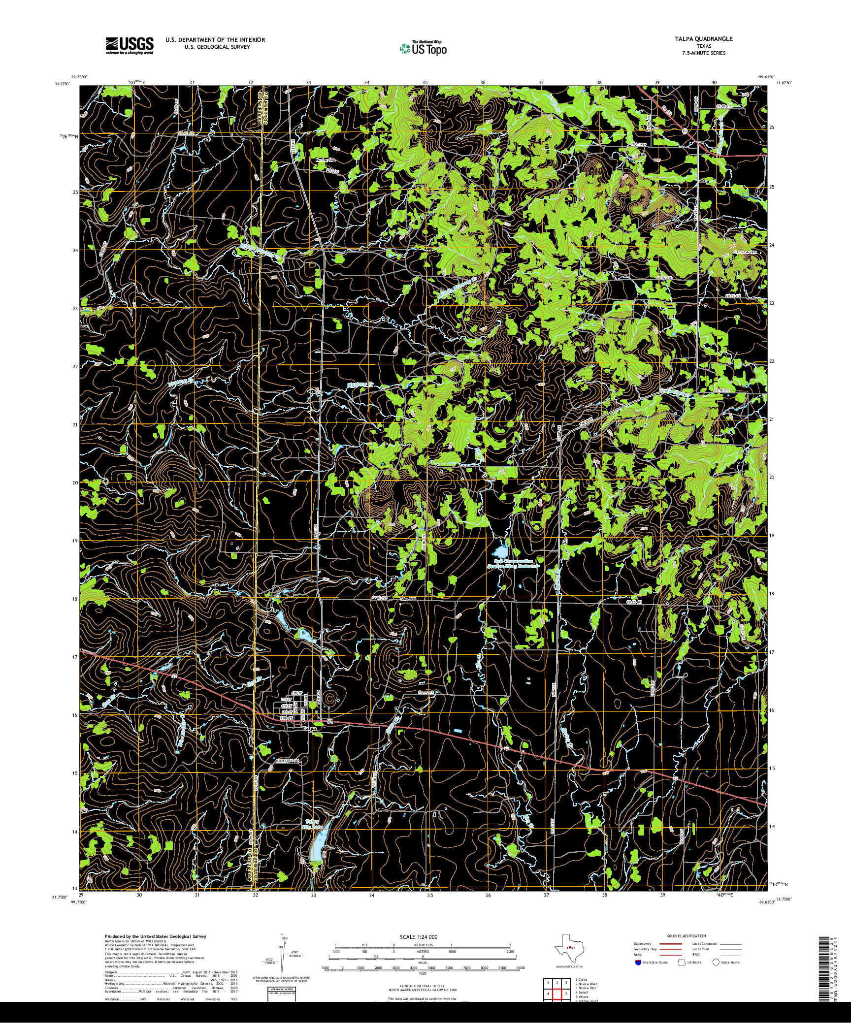 USGS US TOPO 7.5-MINUTE MAP FOR TALPA, TX 2019