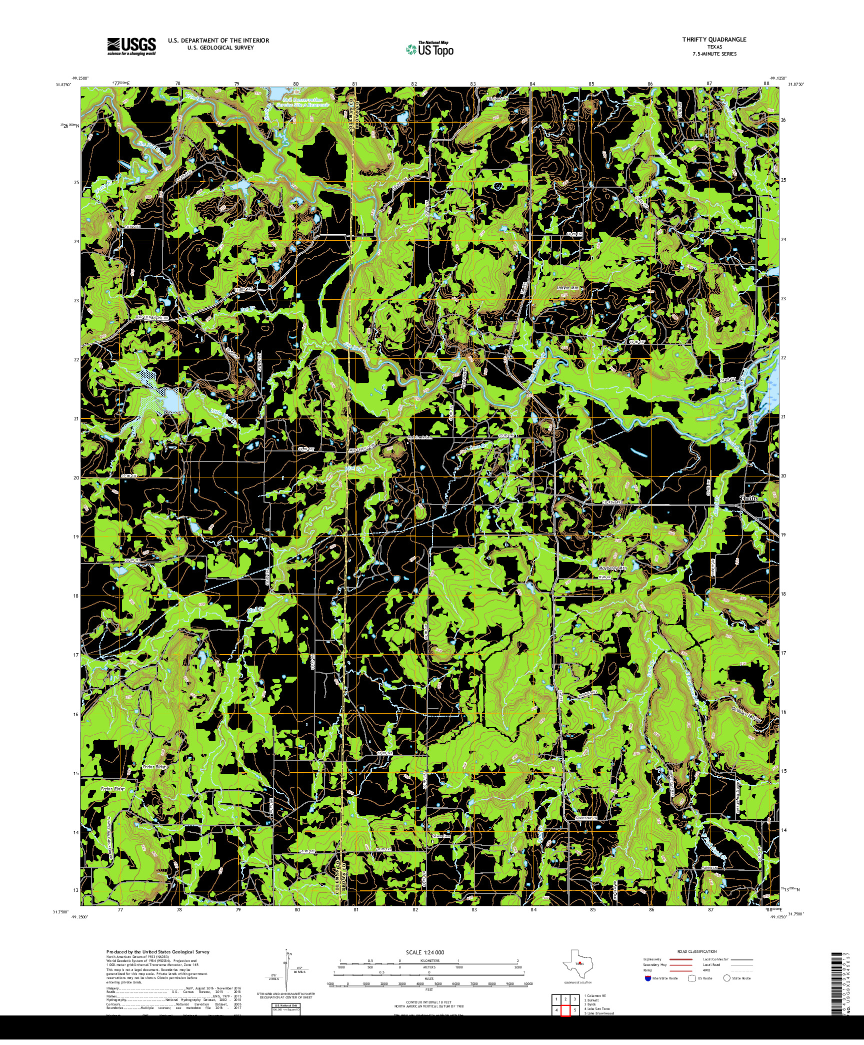 USGS US TOPO 7.5-MINUTE MAP FOR THRIFTY, TX 2019