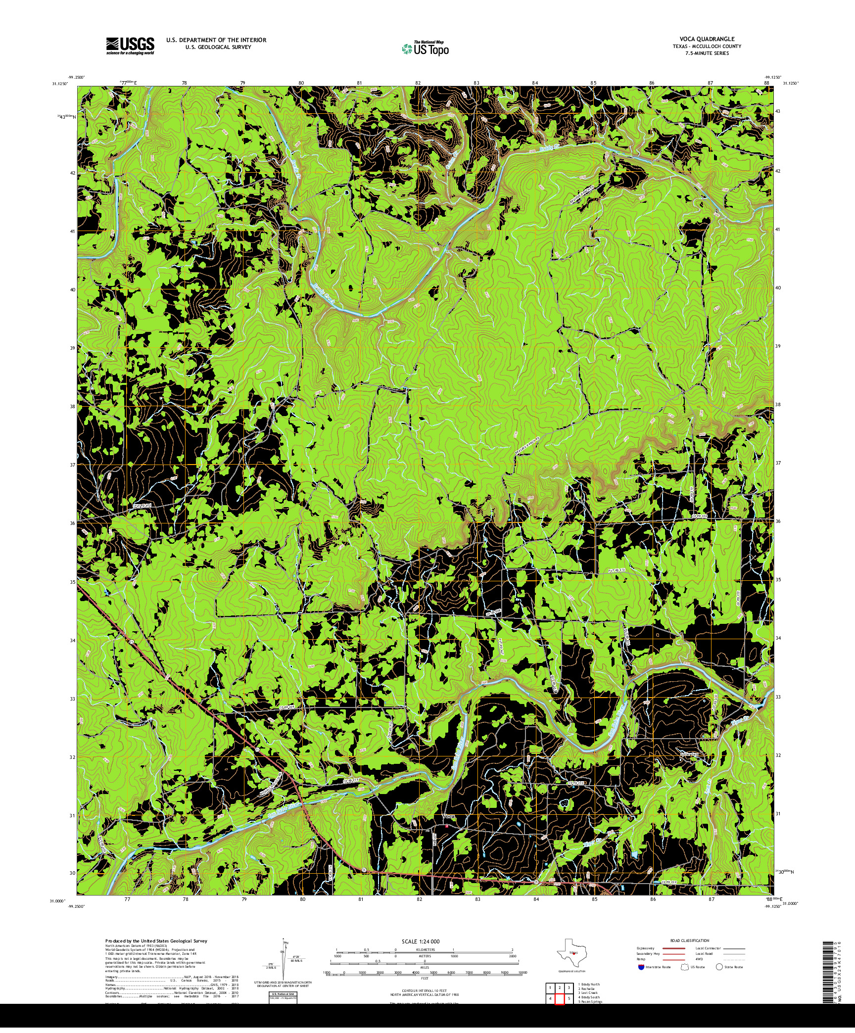 USGS US TOPO 7.5-MINUTE MAP FOR VOCA, TX 2019