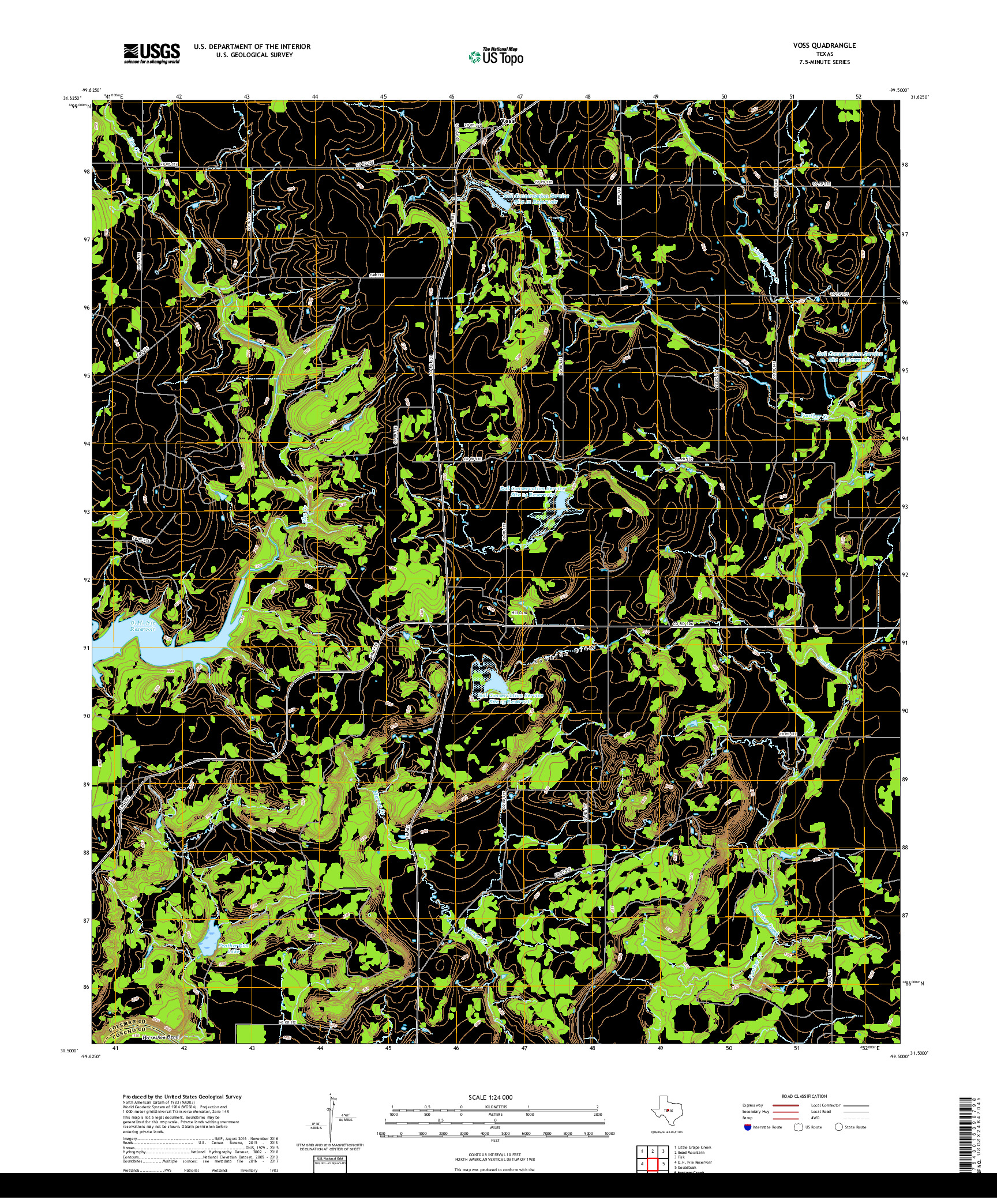 USGS US TOPO 7.5-MINUTE MAP FOR VOSS, TX 2019