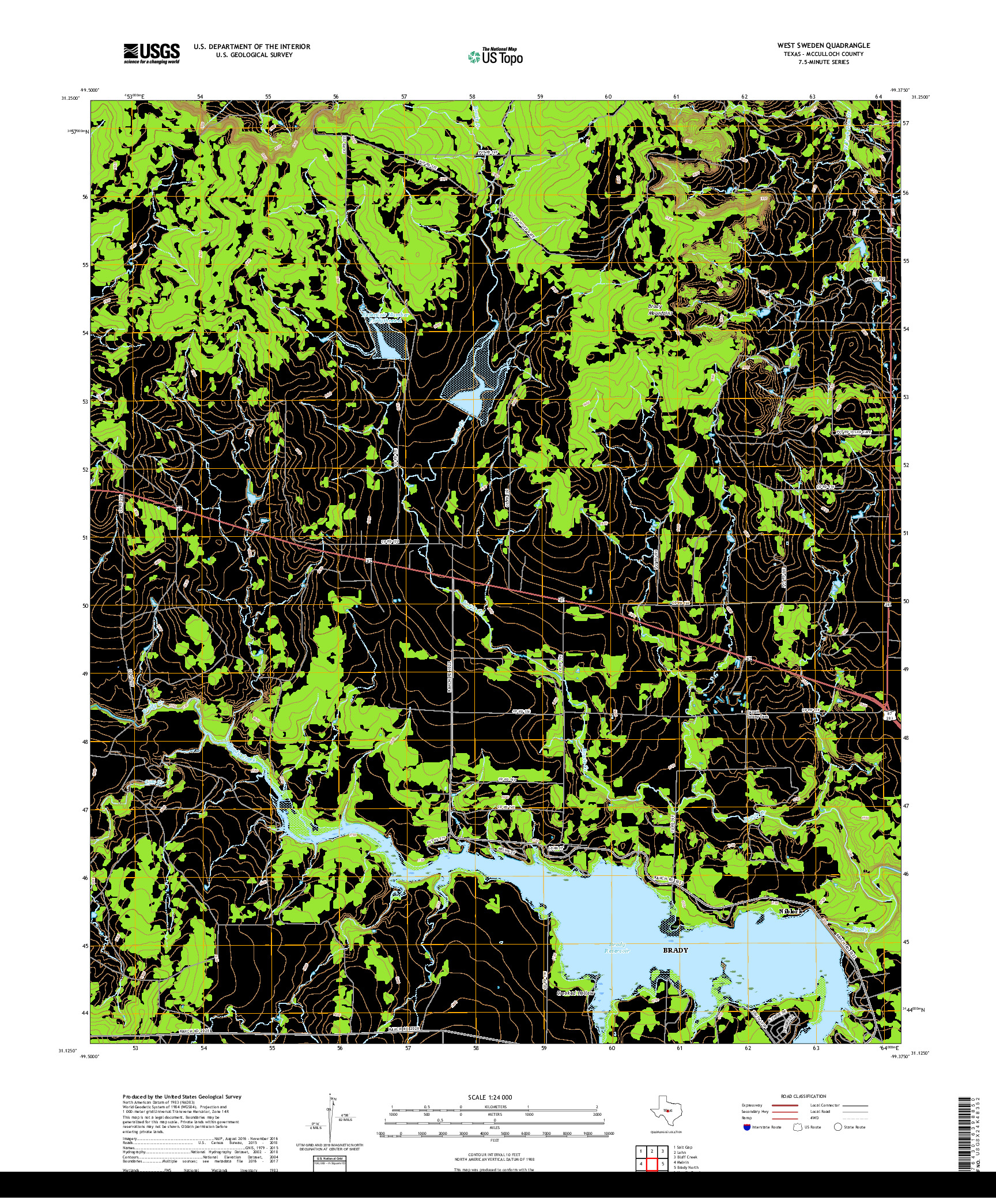 USGS US TOPO 7.5-MINUTE MAP FOR WEST SWEDEN, TX 2019