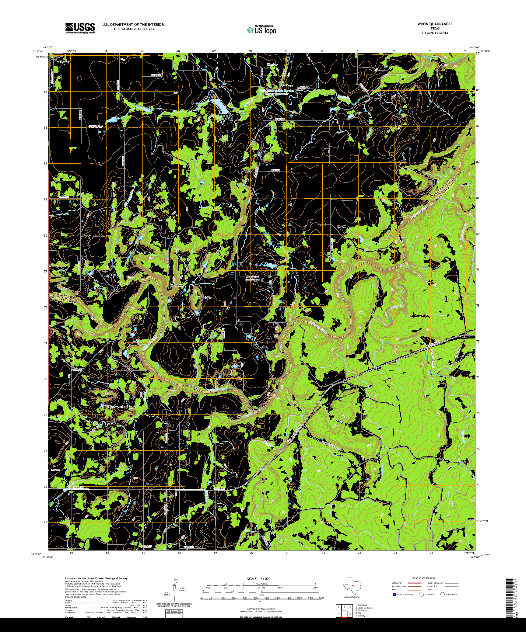 USGS US TOPO 7.5-MINUTE MAP FOR WHON, TX 2019