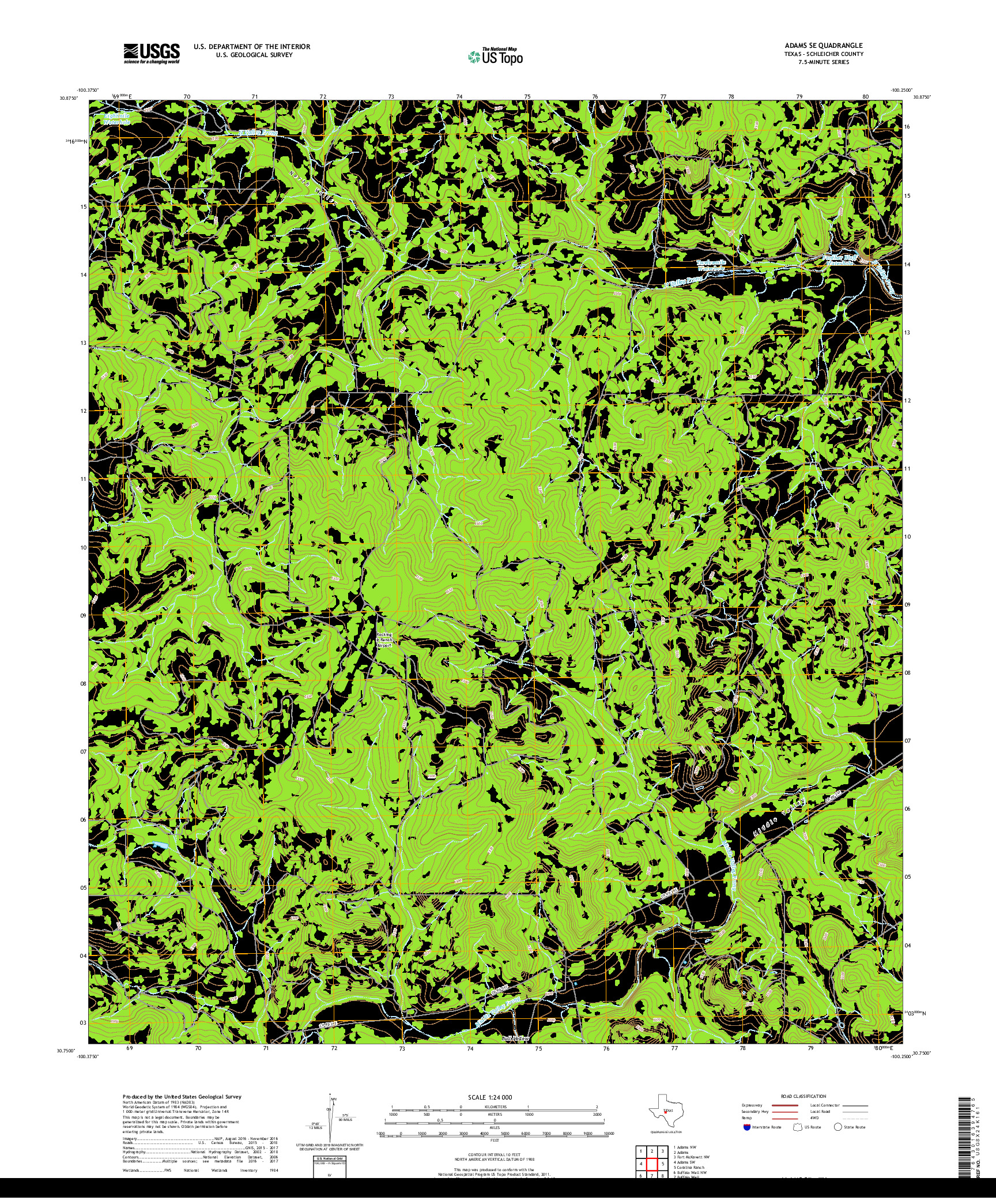 USGS US TOPO 7.5-MINUTE MAP FOR ADAMS SE, TX 2019