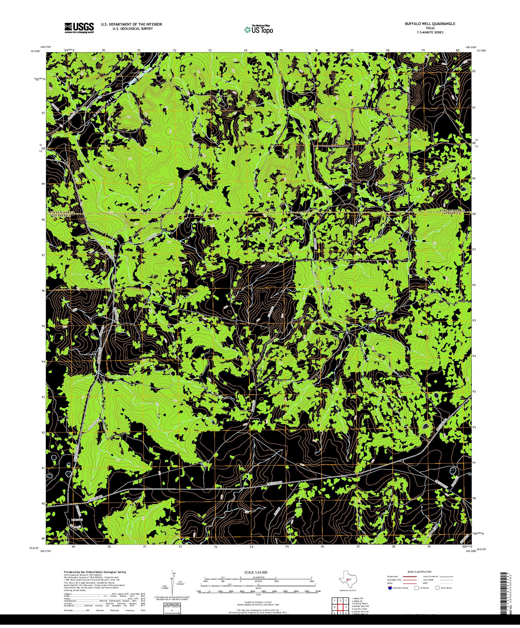 USGS US TOPO 7.5-MINUTE MAP FOR BUFFALO WELL, TX 2019