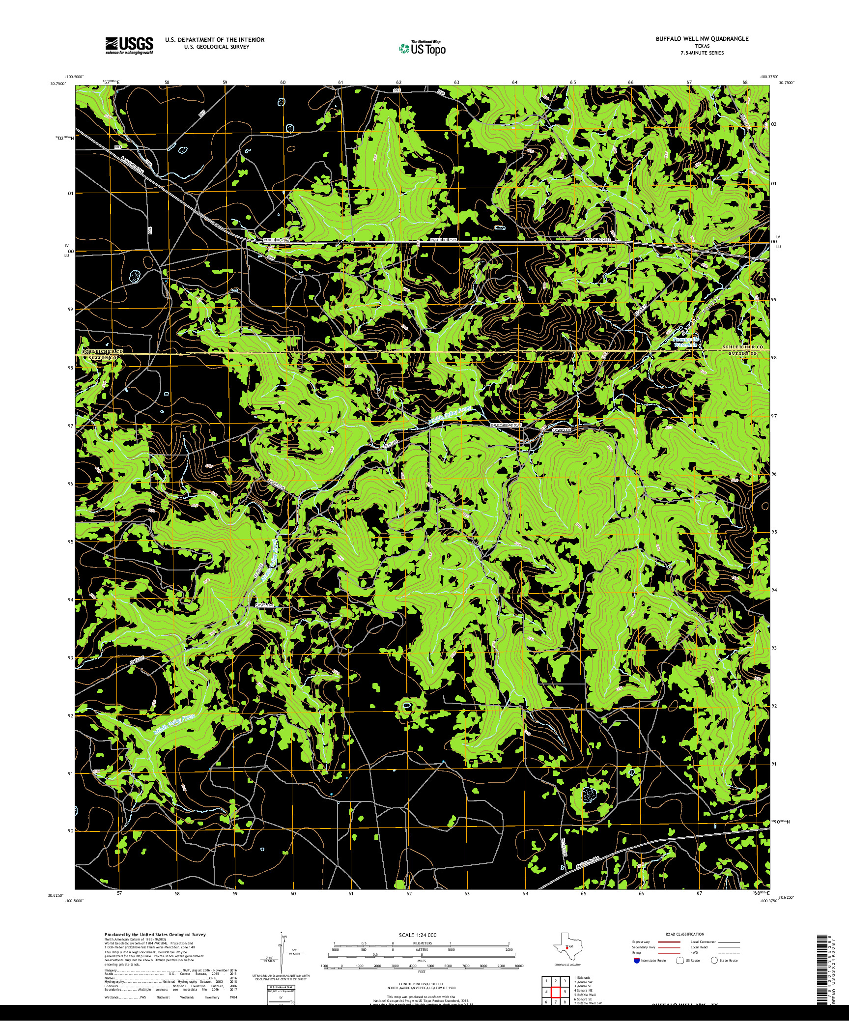 USGS US TOPO 7.5-MINUTE MAP FOR BUFFALO WELL NW, TX 2019