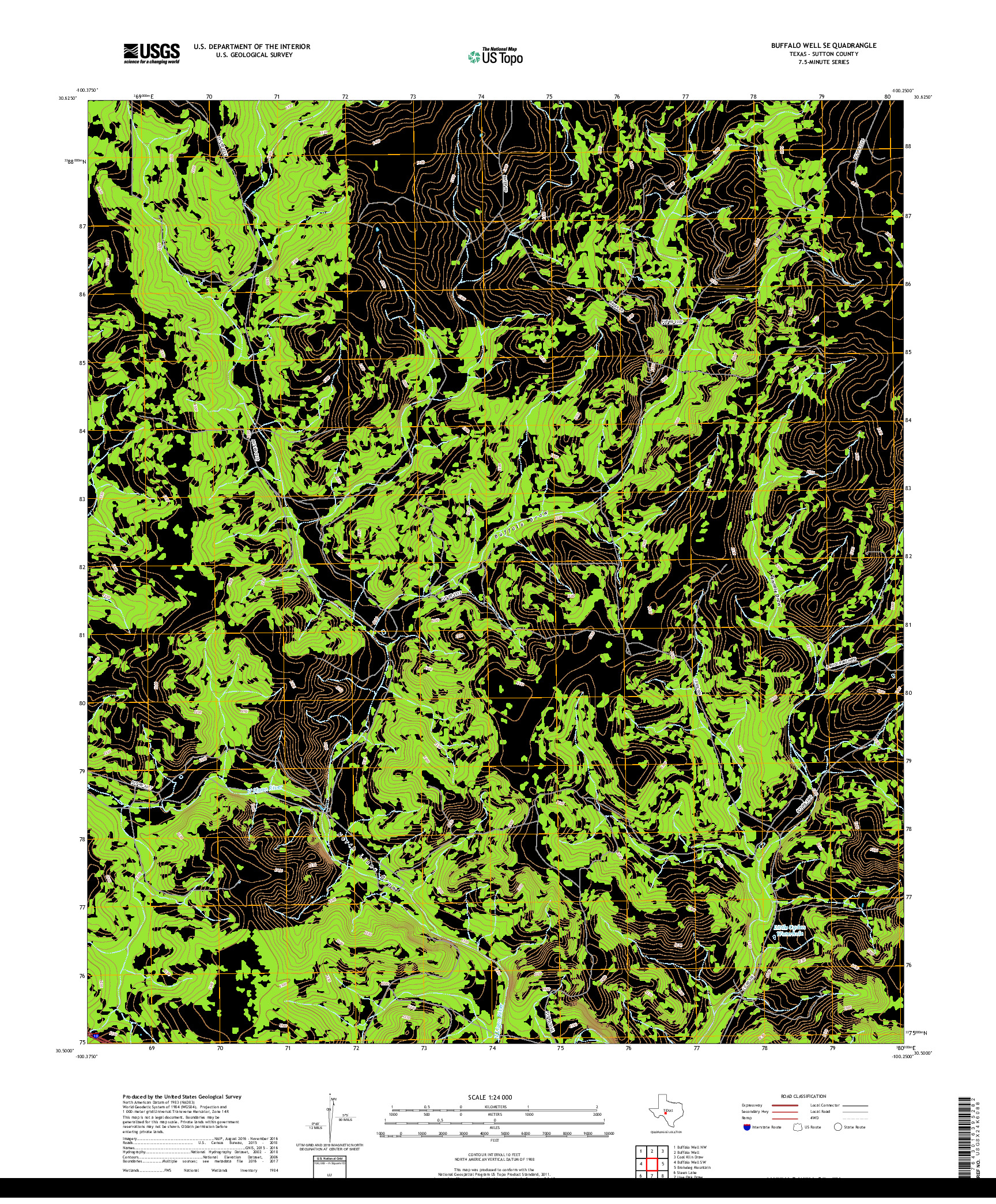 USGS US TOPO 7.5-MINUTE MAP FOR BUFFALO WELL SE, TX 2019