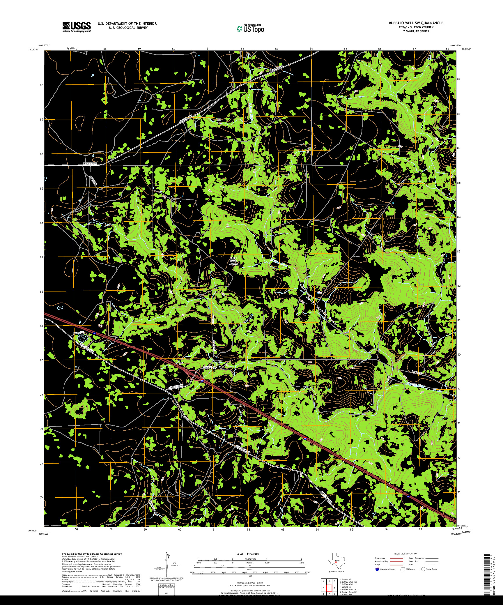 USGS US TOPO 7.5-MINUTE MAP FOR BUFFALO WELL SW, TX 2019