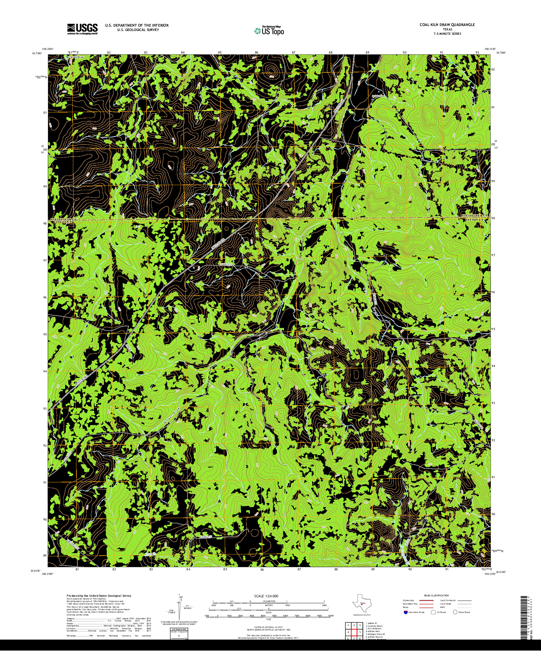 USGS US TOPO 7.5-MINUTE MAP FOR COAL KILN DRAW, TX 2019