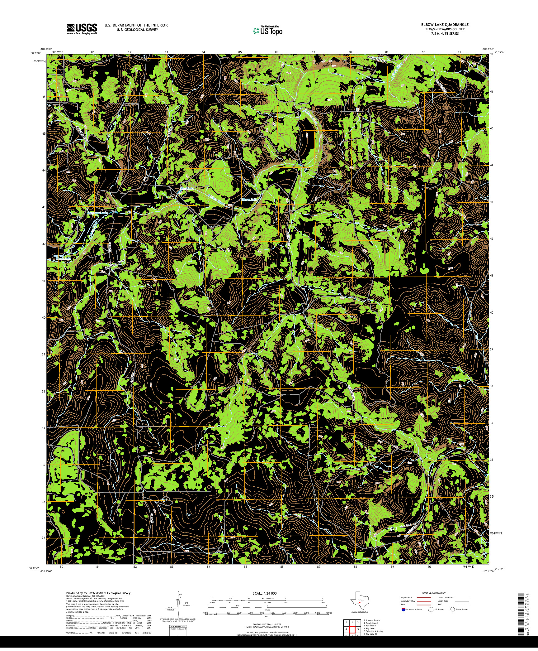 USGS US TOPO 7.5-MINUTE MAP FOR ELBOW LAKE, TX 2019