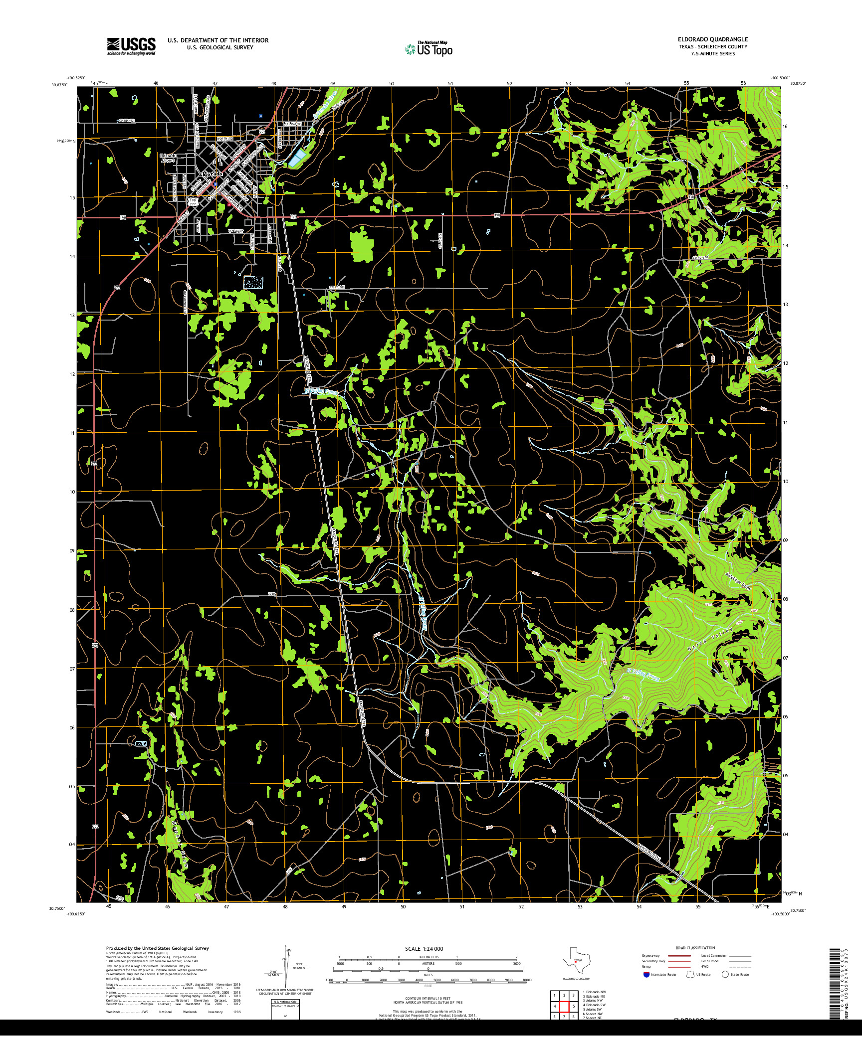 USGS US TOPO 7.5-MINUTE MAP FOR ELDORADO, TX 2019