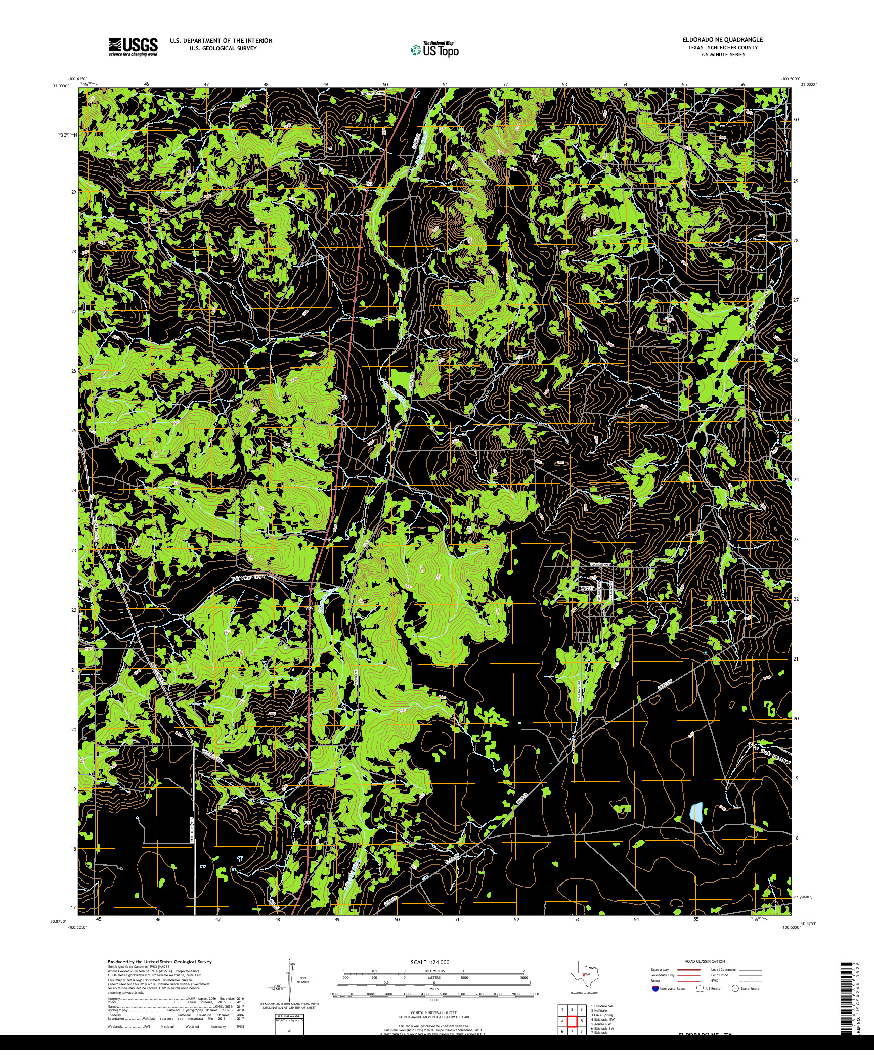 USGS US TOPO 7.5-MINUTE MAP FOR ELDORADO NE, TX 2019