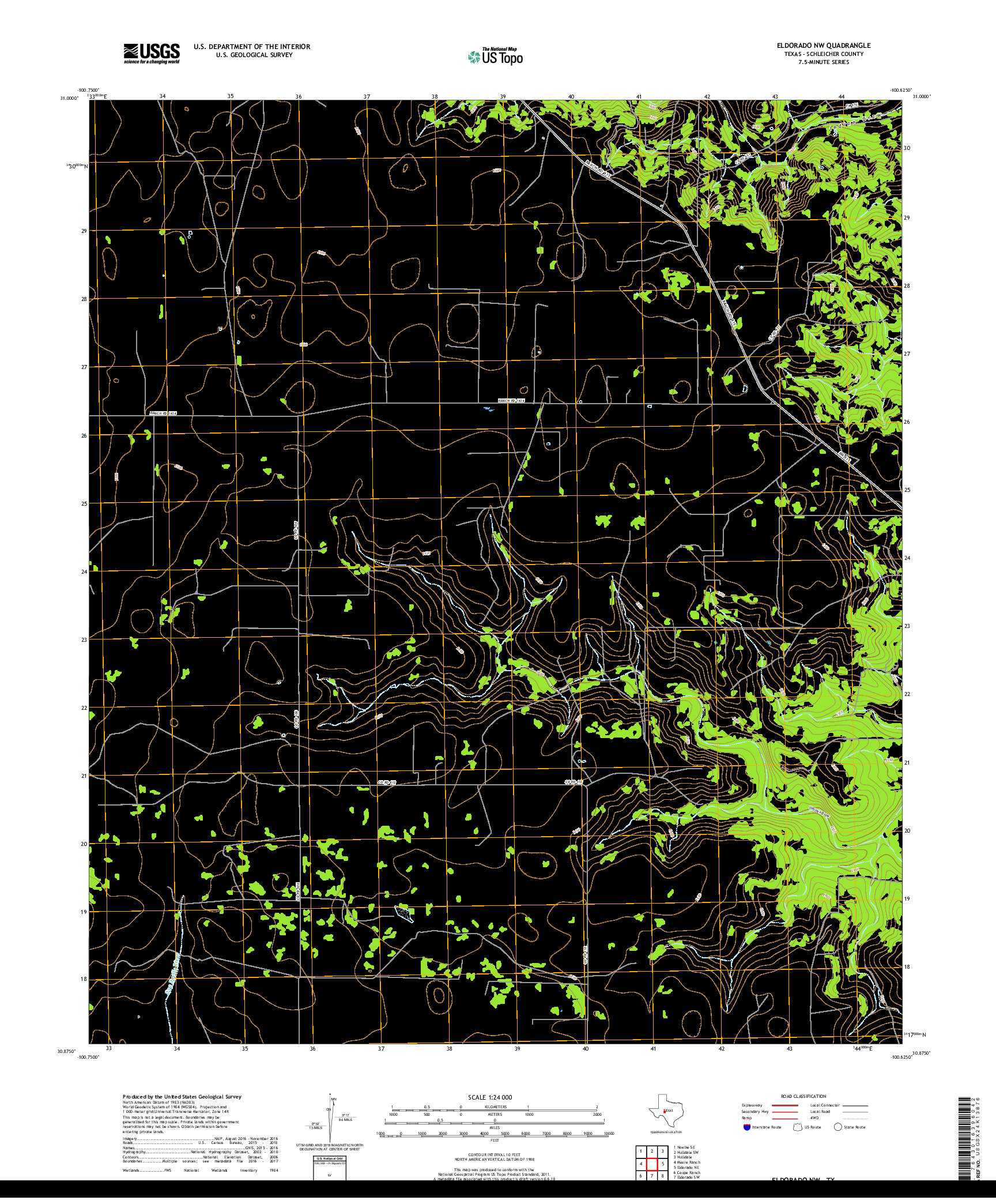 USGS US TOPO 7.5-MINUTE MAP FOR ELDORADO NW, TX 2019