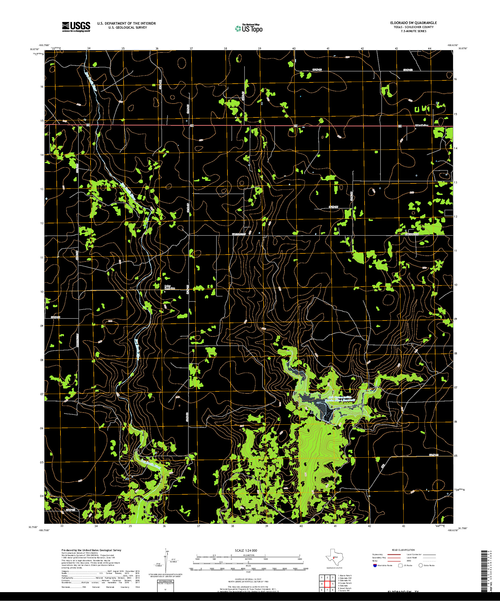 USGS US TOPO 7.5-MINUTE MAP FOR ELDORADO SW, TX 2019
