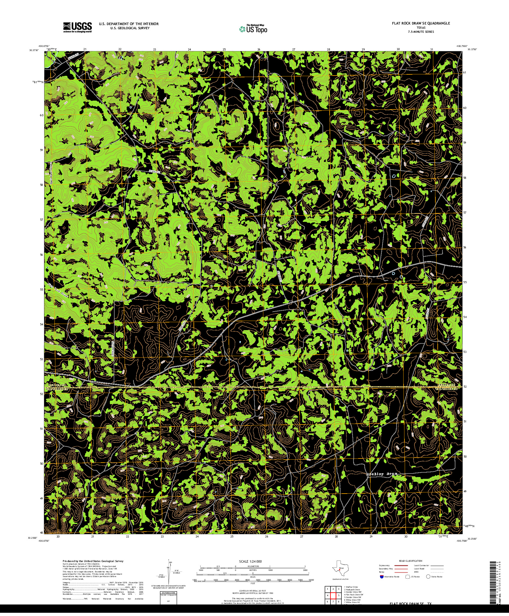 USGS US TOPO 7.5-MINUTE MAP FOR FLAT ROCK DRAW SE, TX 2019