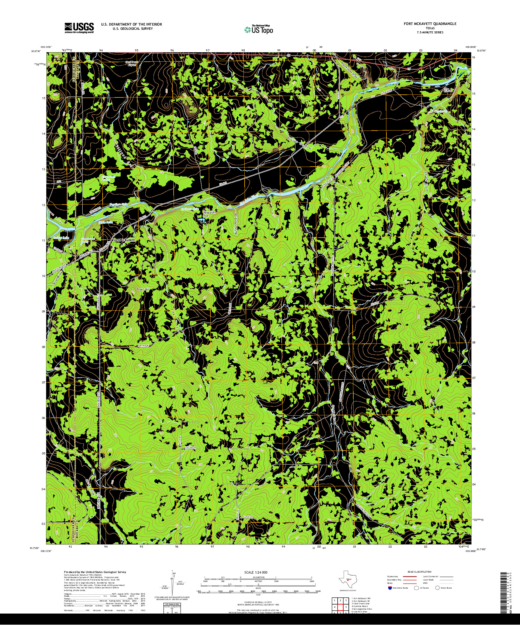 USGS US TOPO 7.5-MINUTE MAP FOR FORT MCKAVETT, TX 2019