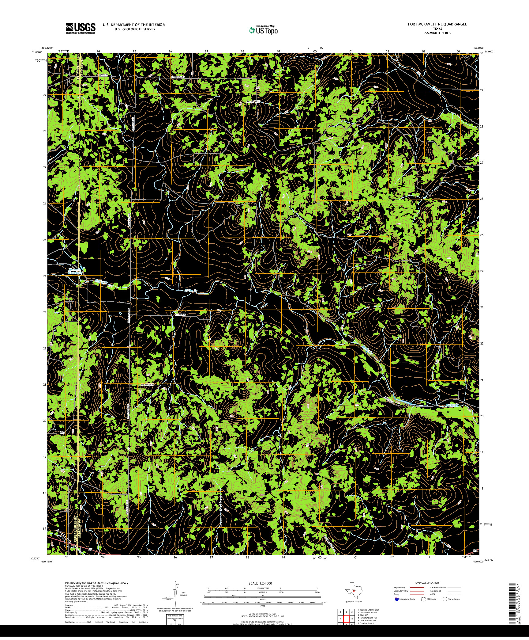 USGS US TOPO 7.5-MINUTE MAP FOR FORT MCKAVETT NE, TX 2019