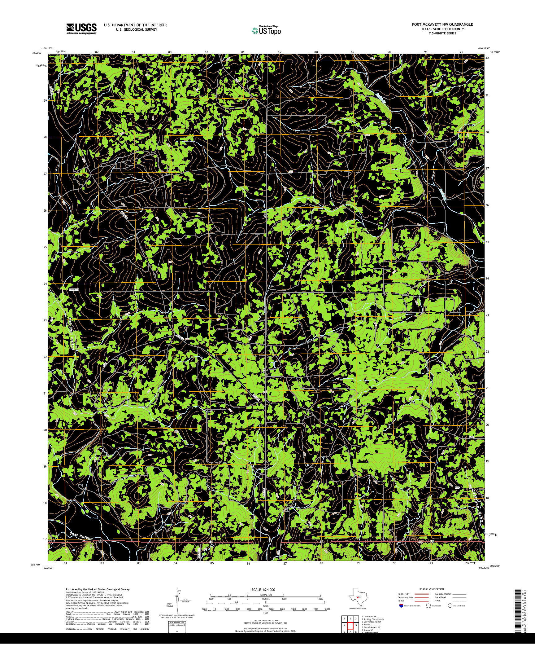 USGS US TOPO 7.5-MINUTE MAP FOR FORT MCKAVETT NW, TX 2019