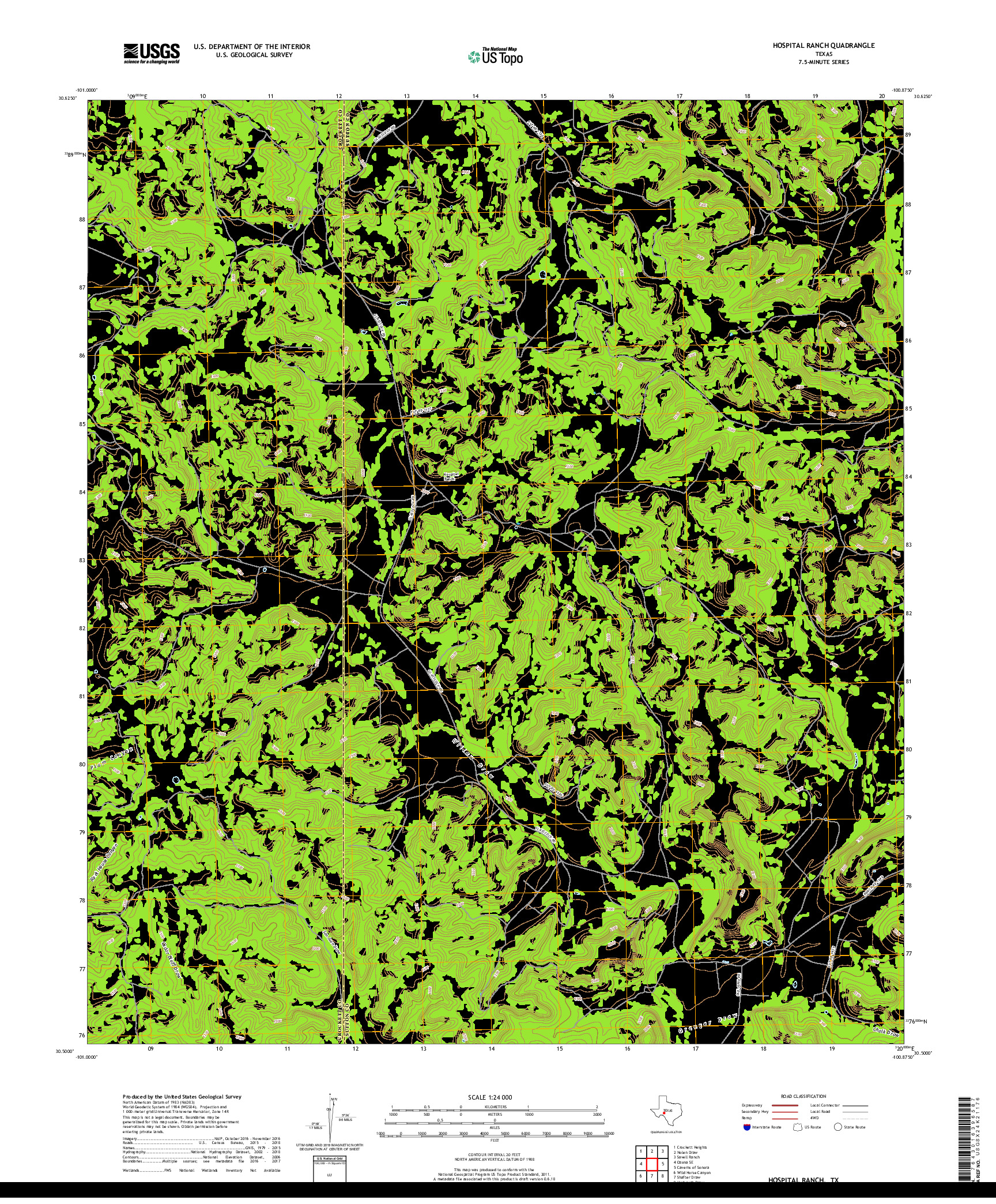 USGS US TOPO 7.5-MINUTE MAP FOR HOSPITAL RANCH, TX 2019