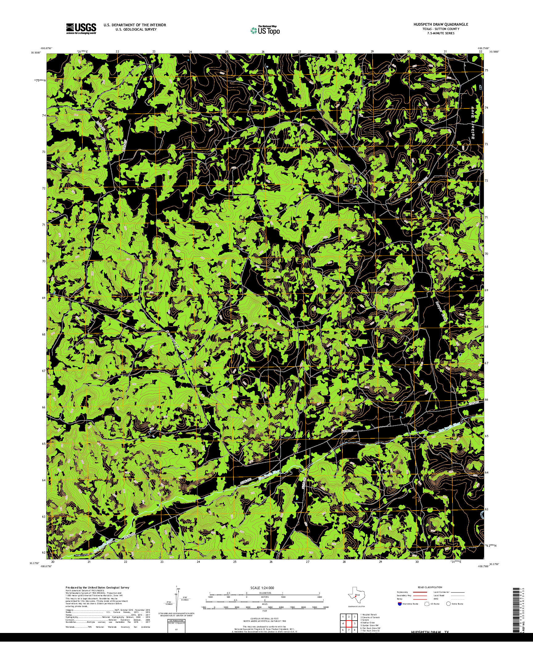 USGS US TOPO 7.5-MINUTE MAP FOR HUDSPETH DRAW, TX 2019