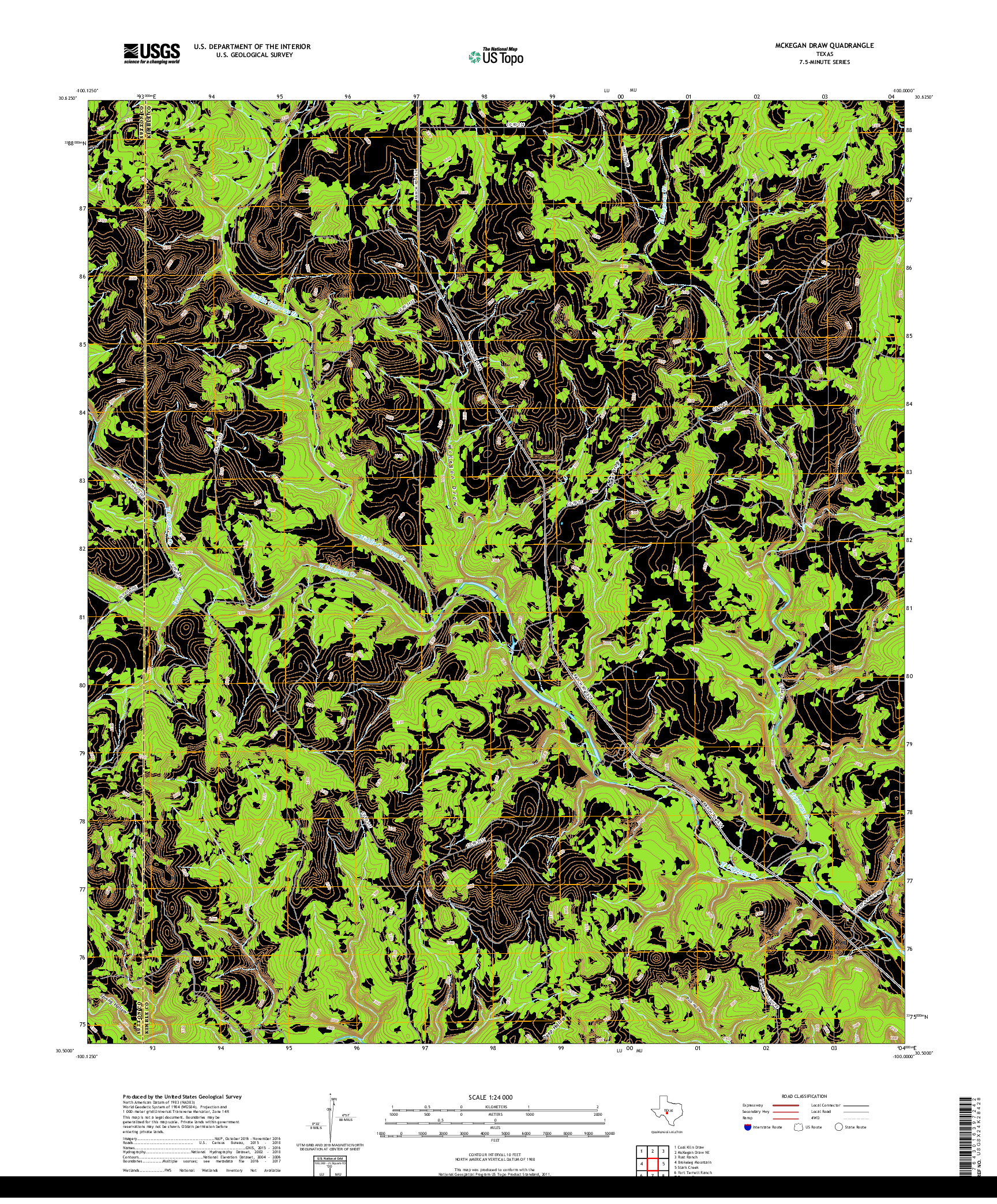 USGS US TOPO 7.5-MINUTE MAP FOR MCKEGAN DRAW, TX 2019