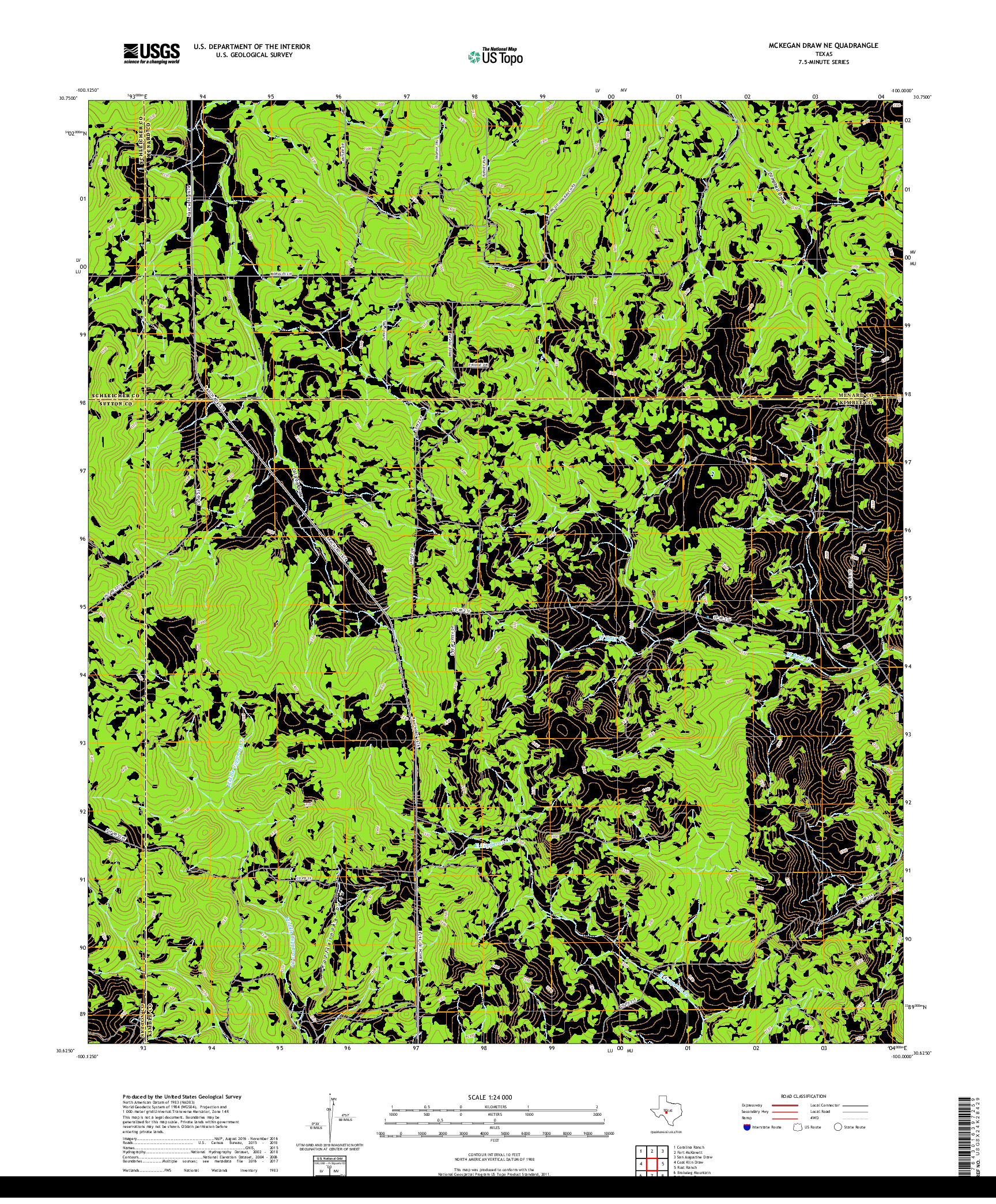 USGS US TOPO 7.5-MINUTE MAP FOR MCKEGAN DRAW NE, TX 2019