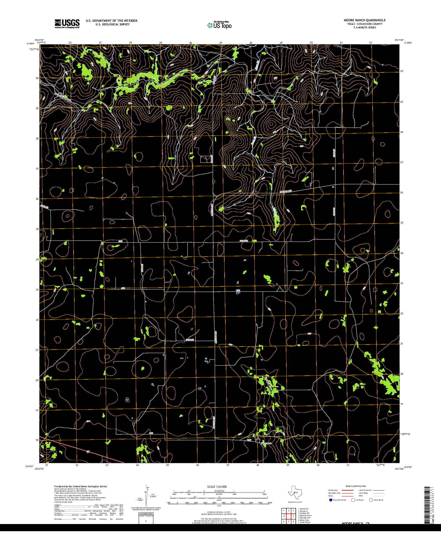 USGS US TOPO 7.5-MINUTE MAP FOR MOORE RANCH, TX 2019