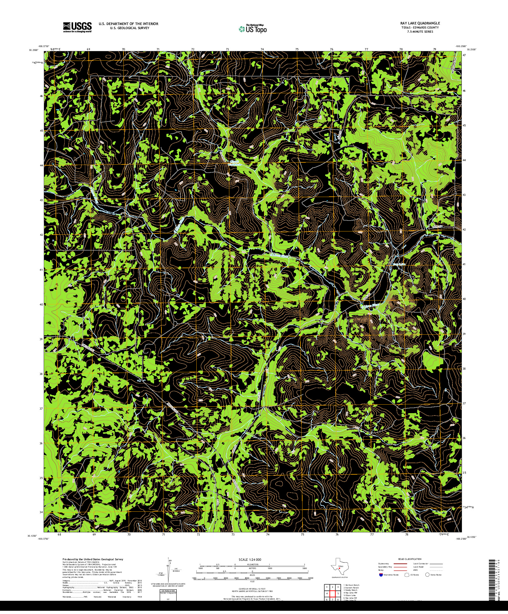 USGS US TOPO 7.5-MINUTE MAP FOR RAY LAKE, TX 2019