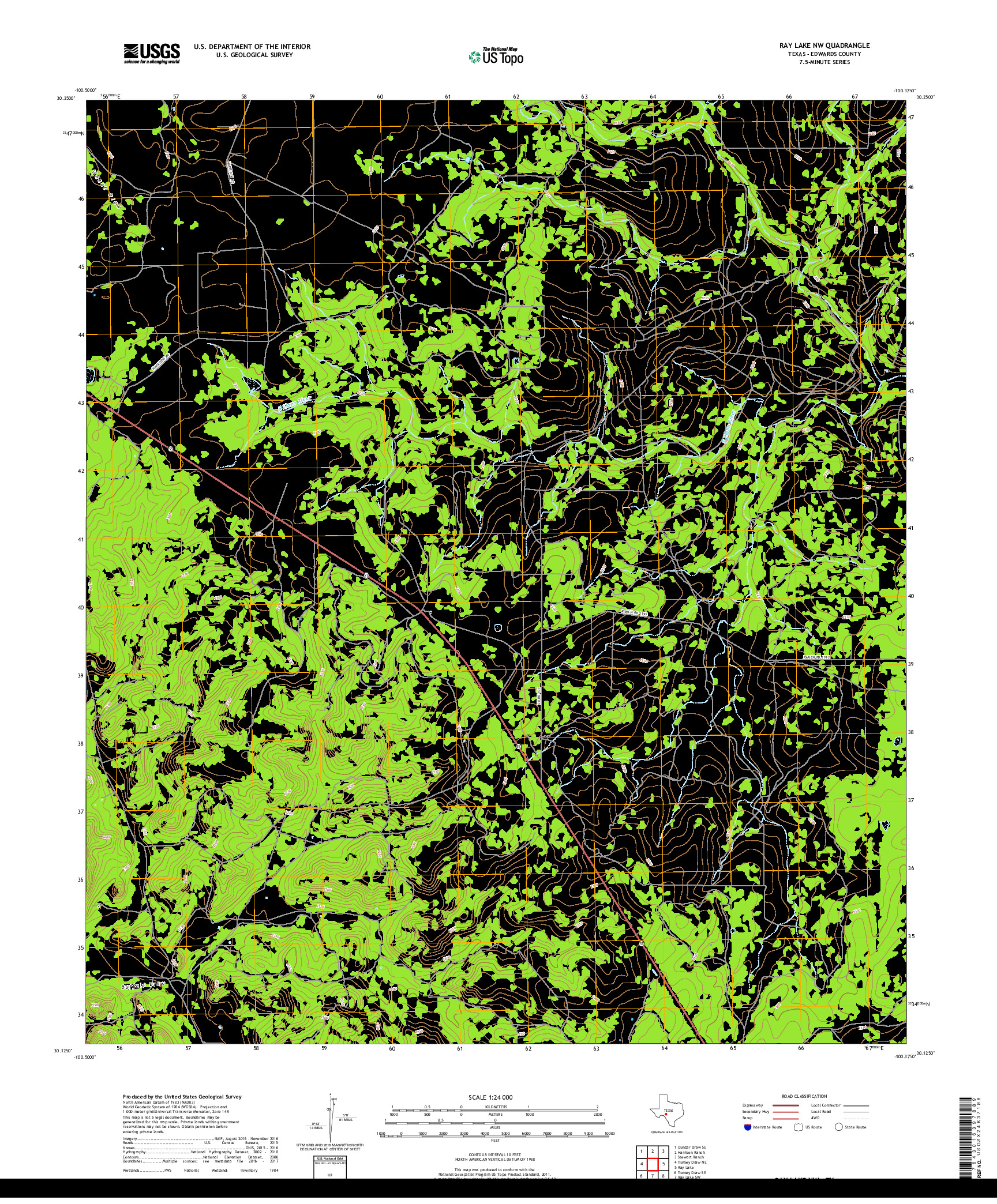 USGS US TOPO 7.5-MINUTE MAP FOR RAY LAKE NW, TX 2019