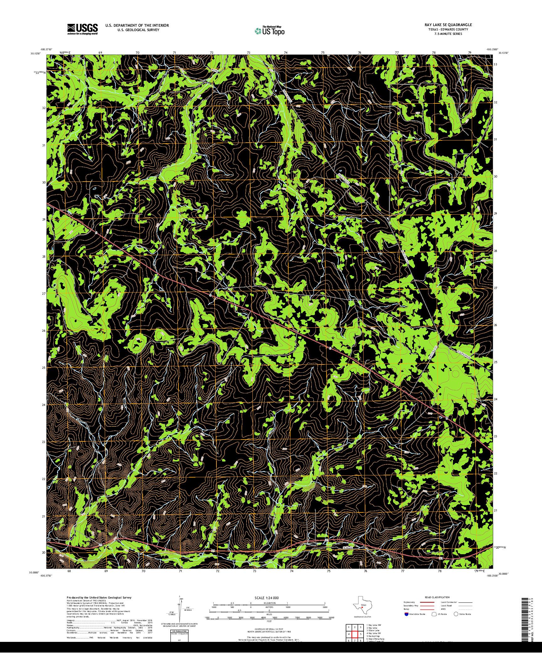 USGS US TOPO 7.5-MINUTE MAP FOR RAY LAKE SE, TX 2019