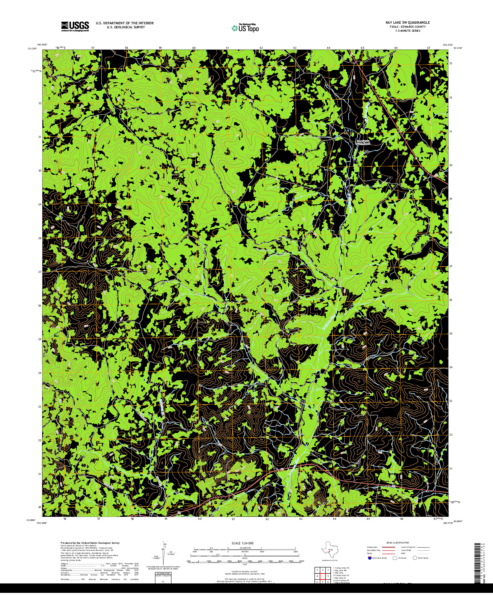 USGS US TOPO 7.5-MINUTE MAP FOR RAY LAKE SW, TX 2019