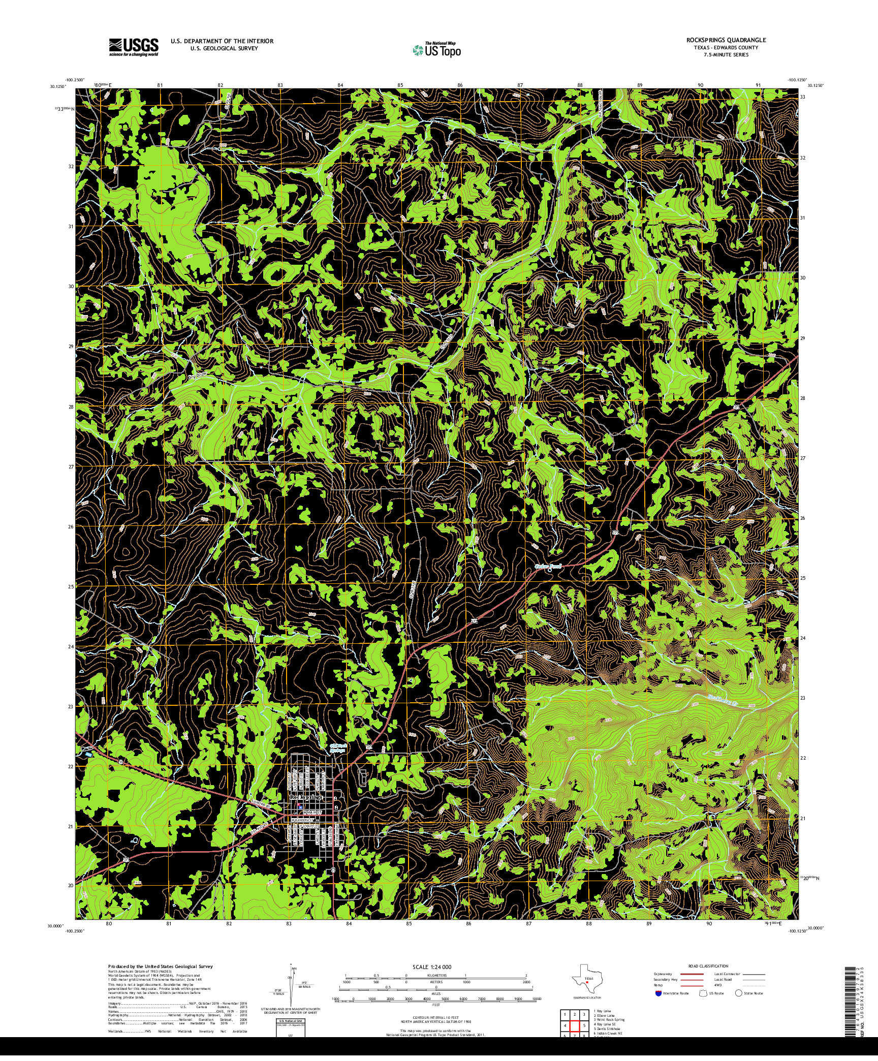 USGS US TOPO 7.5-MINUTE MAP FOR ROCKSPRINGS, TX 2019