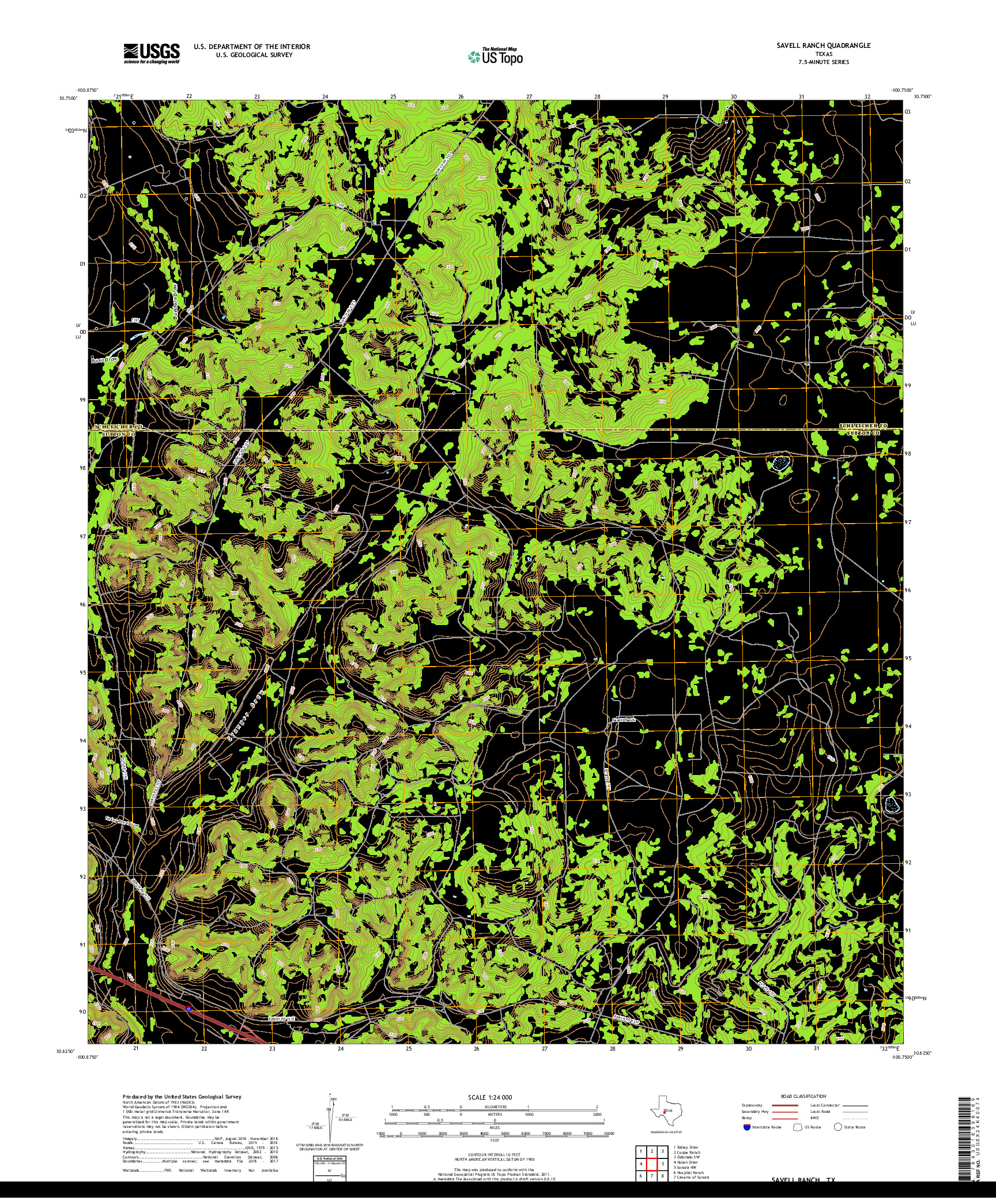 USGS US TOPO 7.5-MINUTE MAP FOR SAVELL RANCH, TX 2019