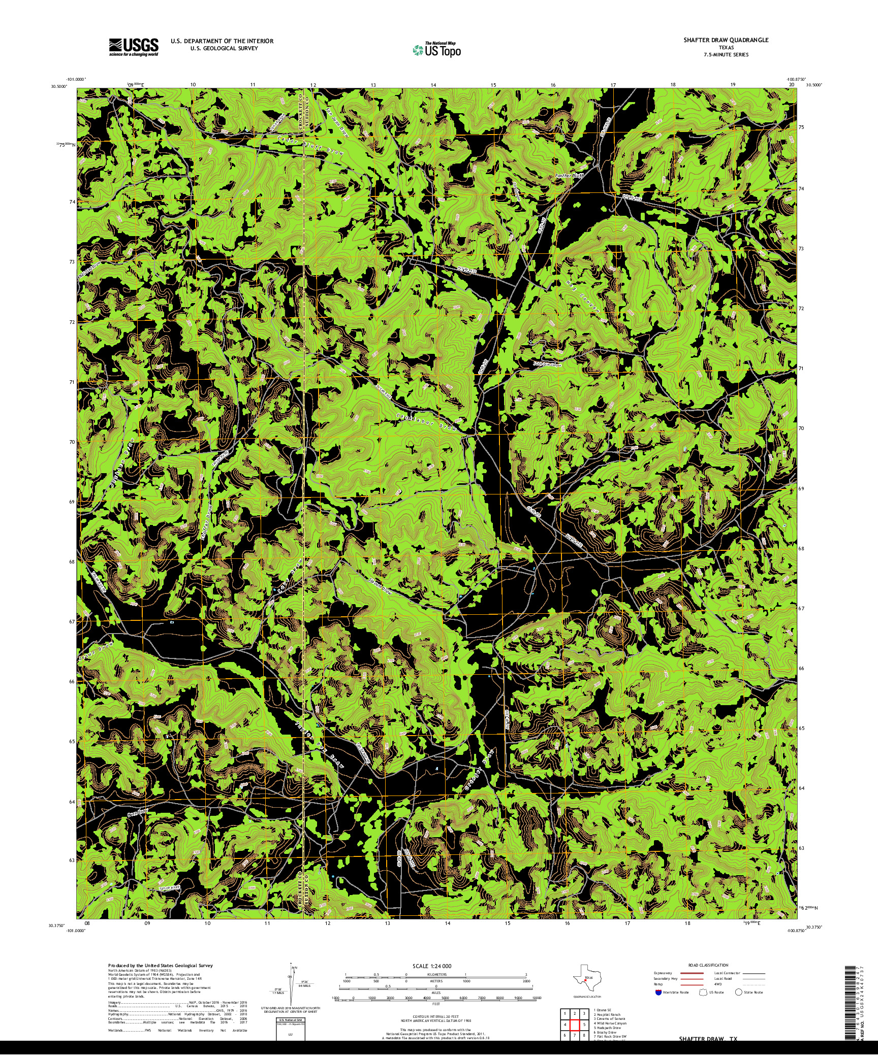 USGS US TOPO 7.5-MINUTE MAP FOR SHAFTER DRAW, TX 2019