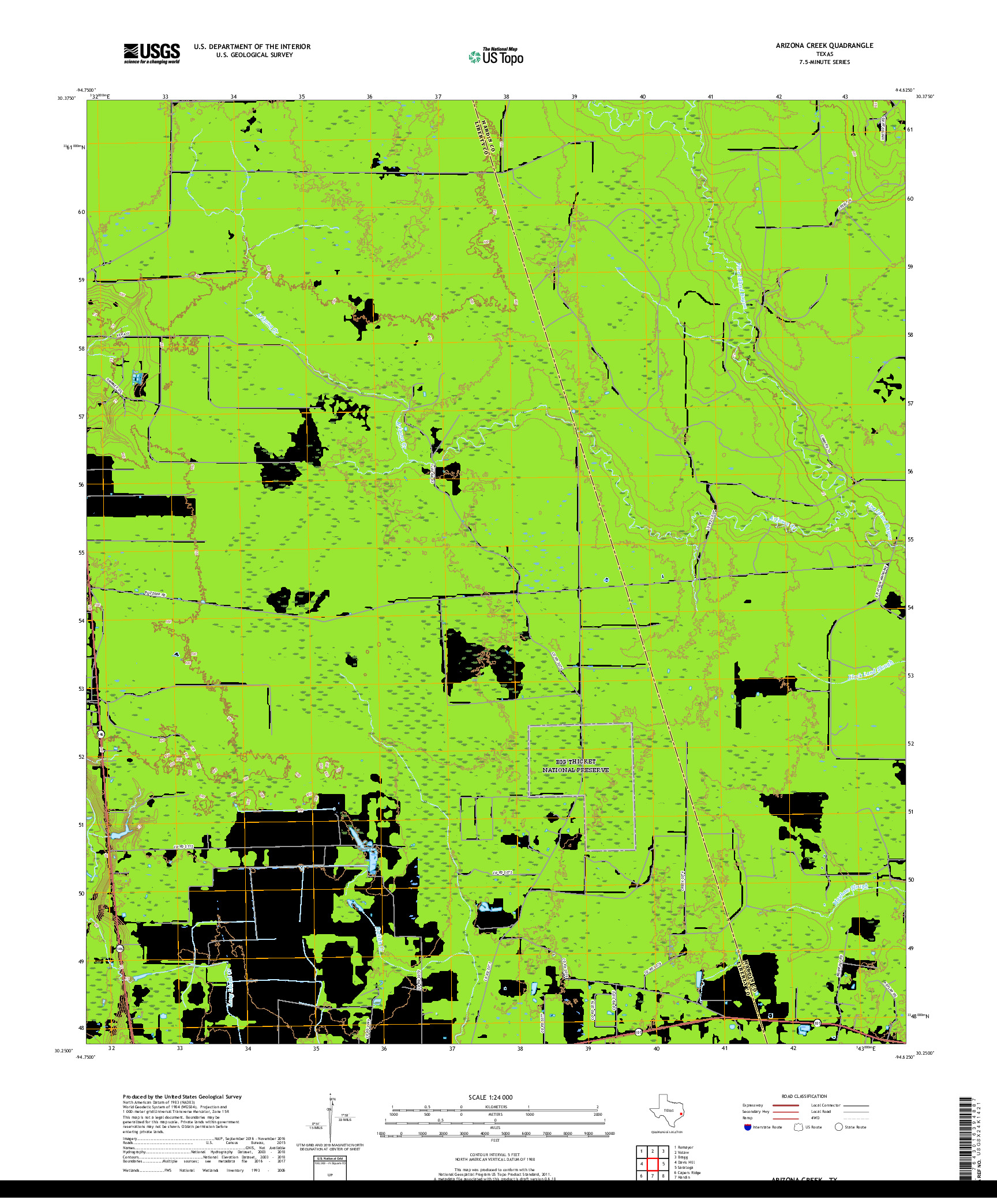 USGS US TOPO 7.5-MINUTE MAP FOR ARIZONA CREEK, TX 2019