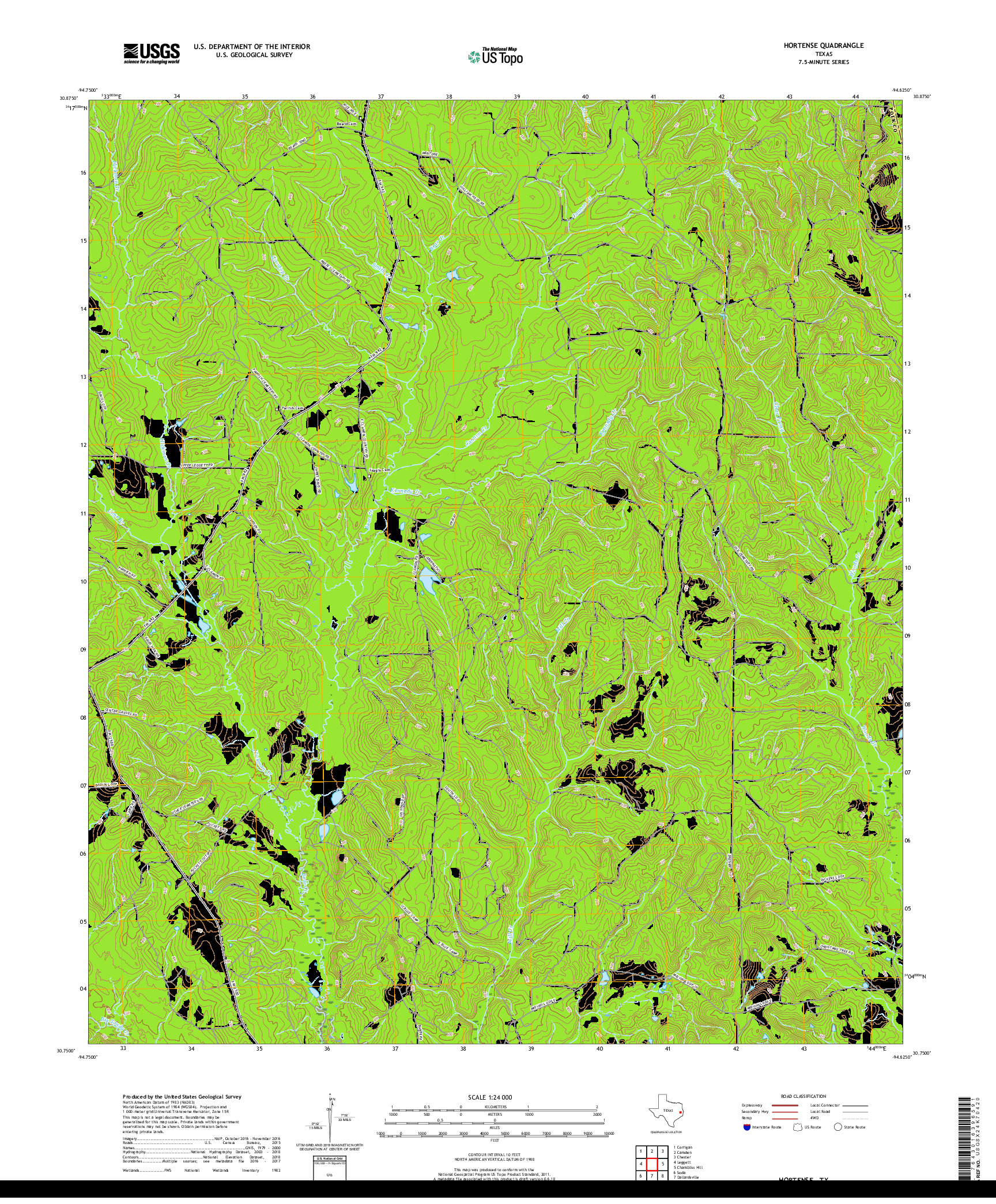 USGS US TOPO 7.5-MINUTE MAP FOR HORTENSE, TX 2019