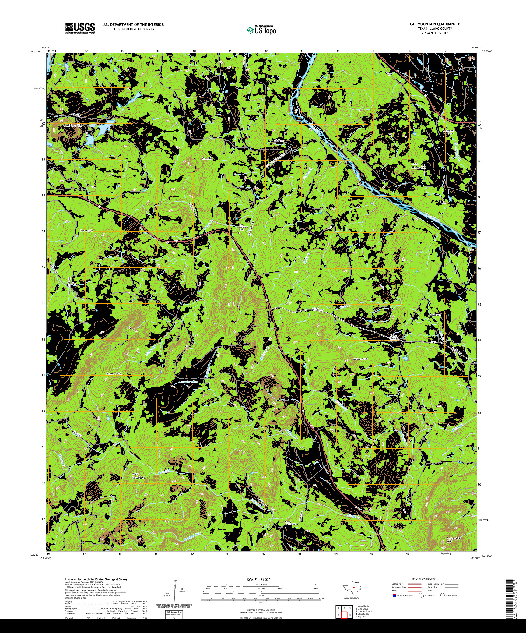 USGS US TOPO 7.5-MINUTE MAP FOR CAP MOUNTAIN, TX 2019