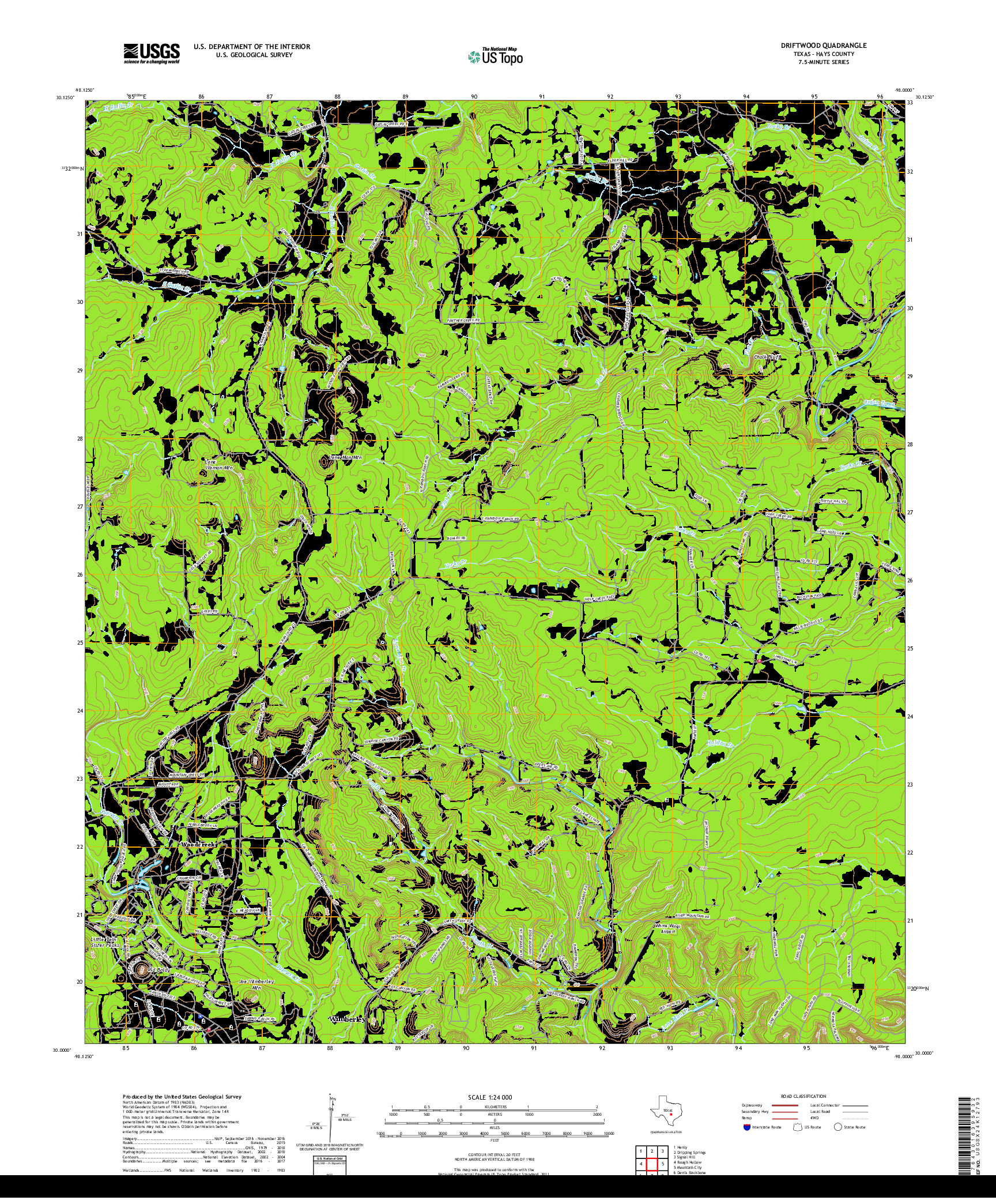 USGS US TOPO 7.5-MINUTE MAP FOR DRIFTWOOD, TX 2019