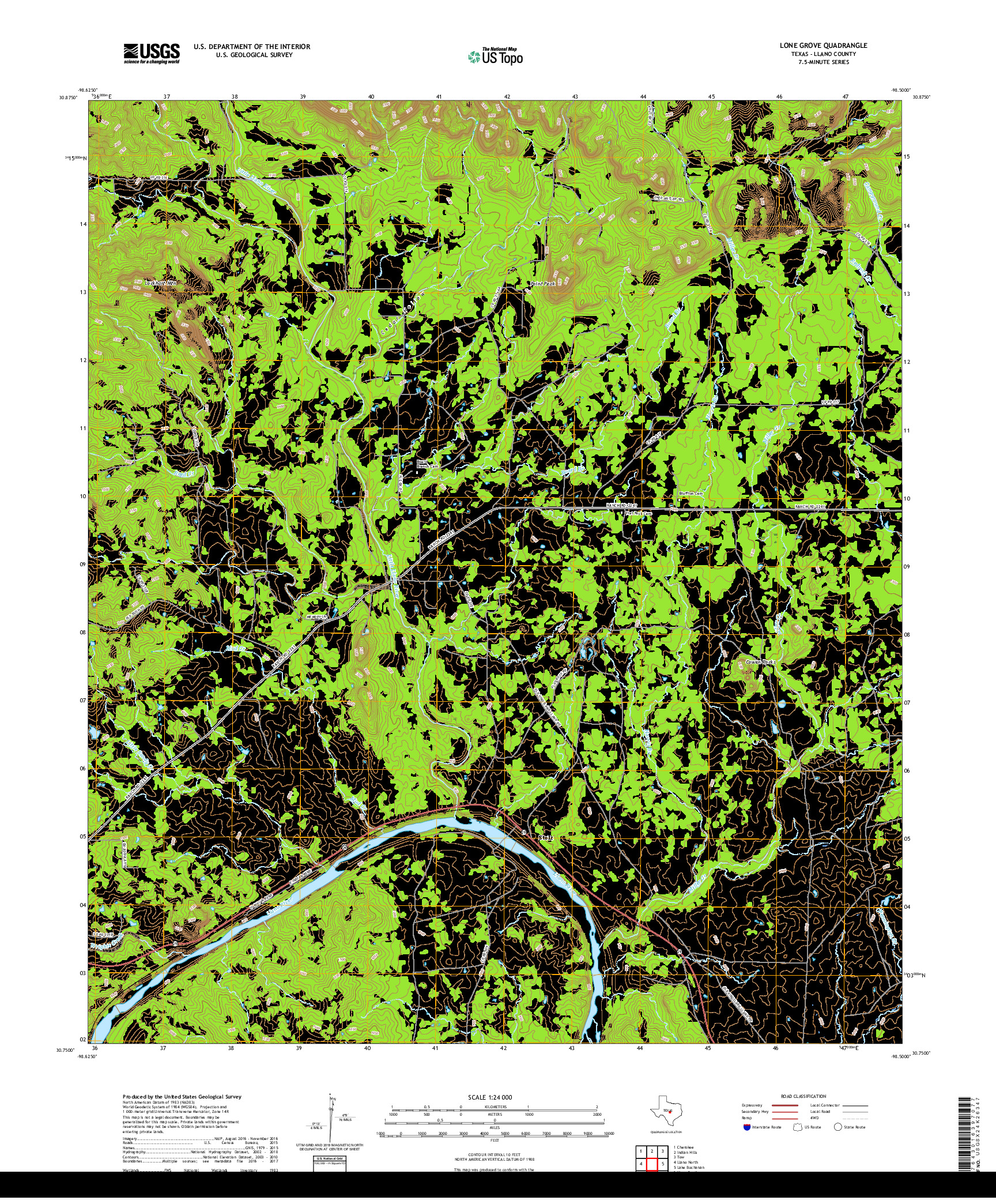 USGS US TOPO 7.5-MINUTE MAP FOR LONE GROVE, TX 2019