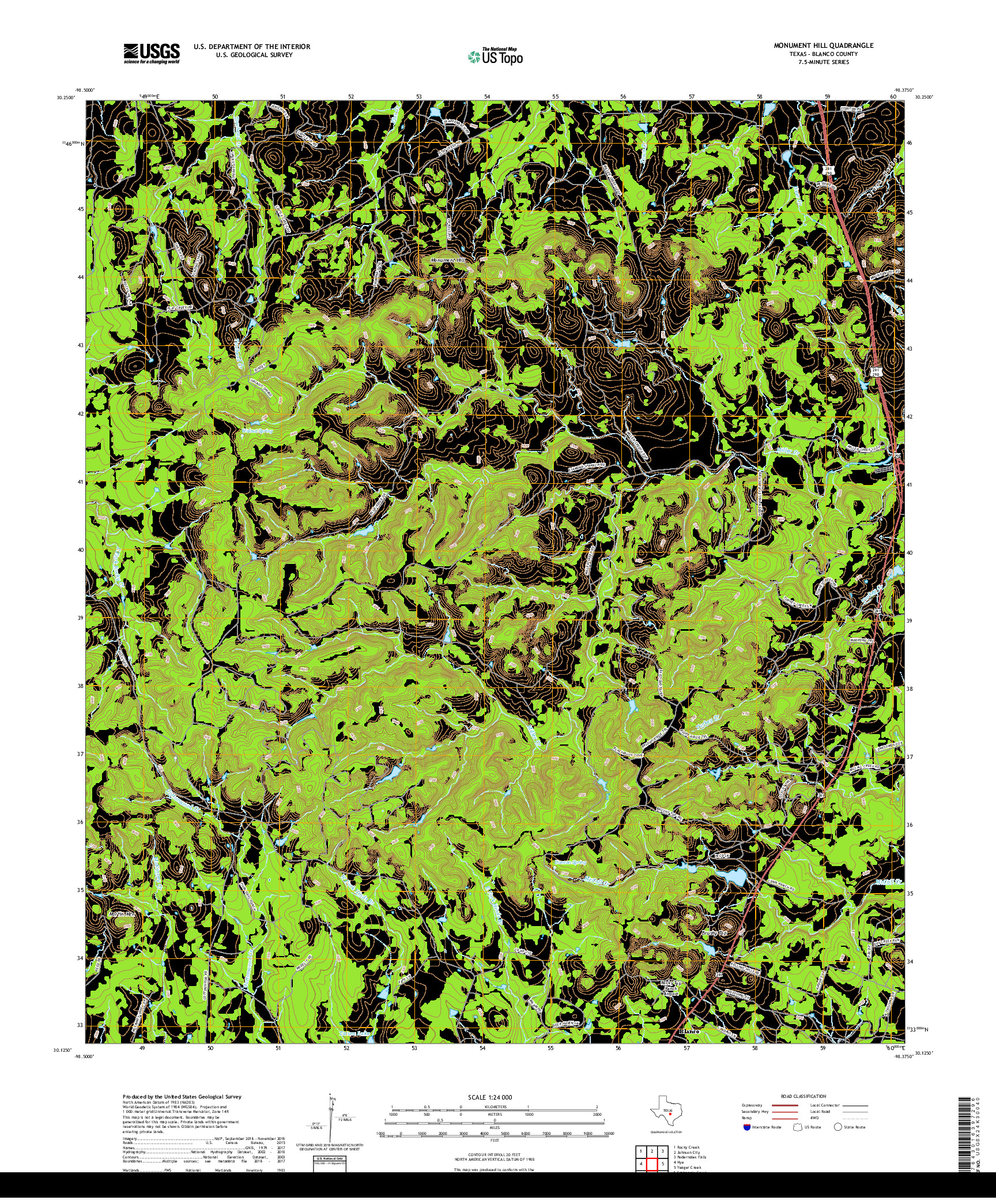 USGS US TOPO 7.5-MINUTE MAP FOR MONUMENT HILL, TX 2019