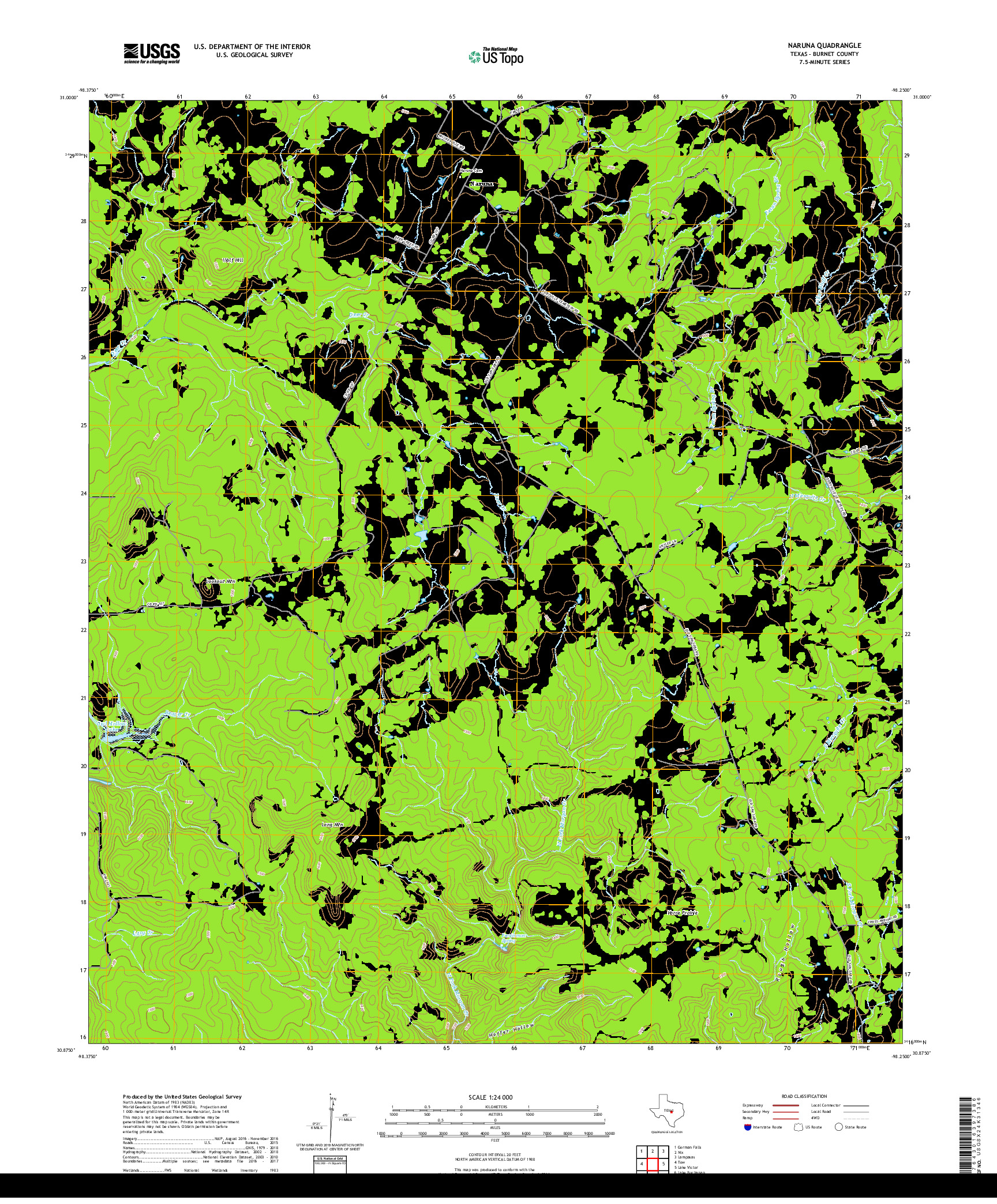 USGS US TOPO 7.5-MINUTE MAP FOR NARUNA, TX 2019