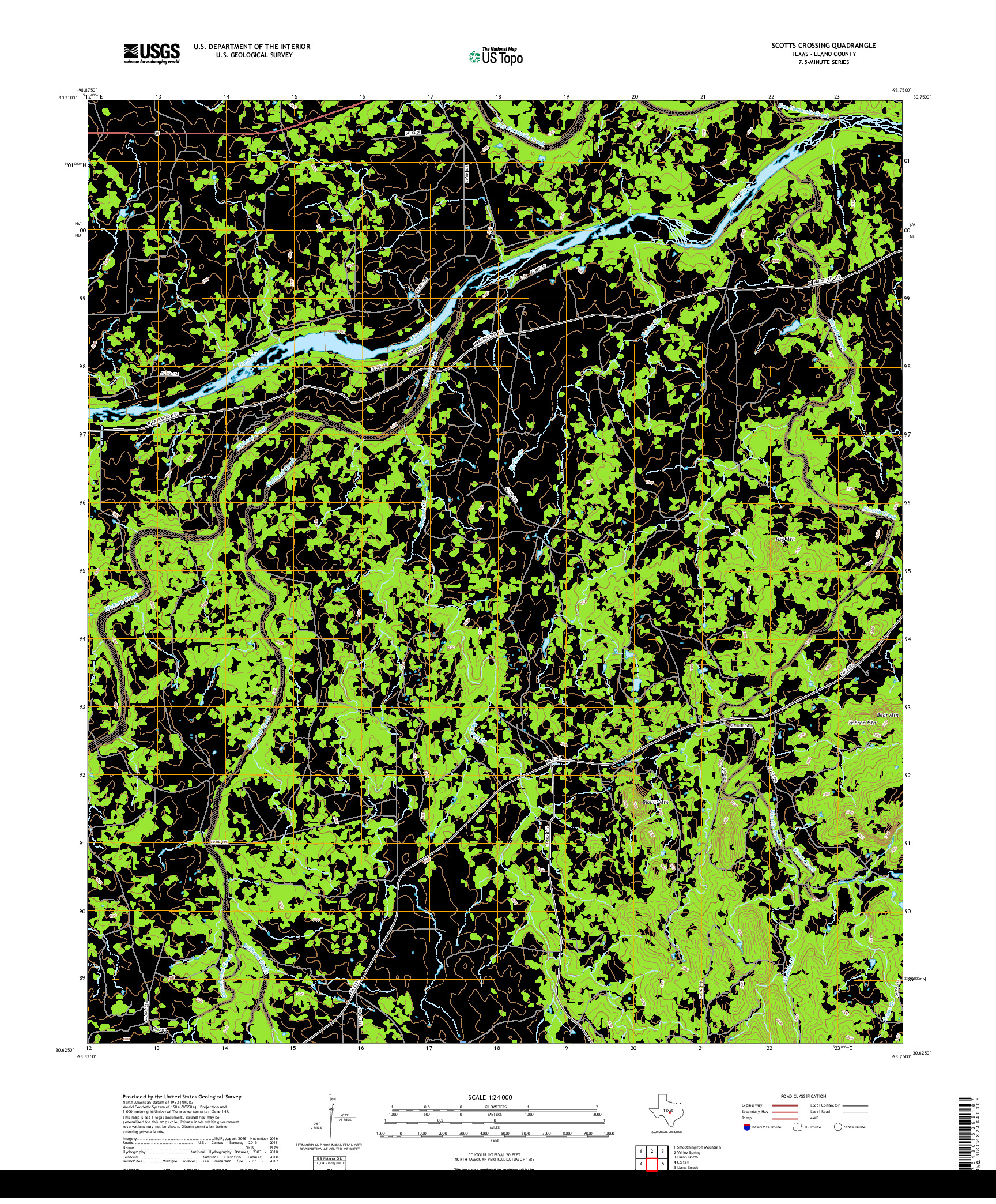 USGS US TOPO 7.5-MINUTE MAP FOR SCOTTS CROSSING, TX 2019